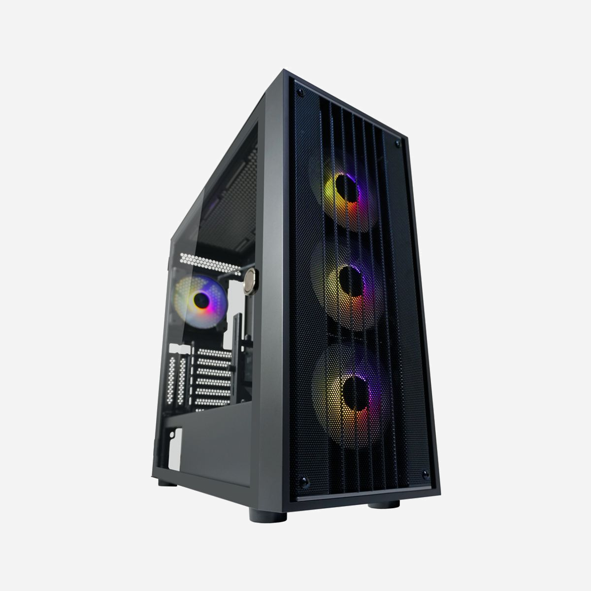 LC-Power LC-810B-ON Boîtier PC Midi Tower Noir - ATX/EATX/microATX/Mini-ITX, 3x120mm avant, 1x120mm arrière, USB 3.2 Gen 1/Gen 2 Type-A/C, RGB - LC-Power LC-810B-ON. Format: Midi Tower, Type: PC, Couleur du produit: Noir. Emplacement d'alimentation: Bas. Ventilateurs installés avant: 3x 120 mm, Prise en charge des diamètres des ventilateurs avants: 120,140 mm, Ventilateurs arrières installés: 1x 120 mm. Tailles de disques durs supportées: 2.5,3.5", Facteur de forme SSD: 2.5". Largeur: 205 mm, Profondeur: 480 mm, Hauteur: 487 mm