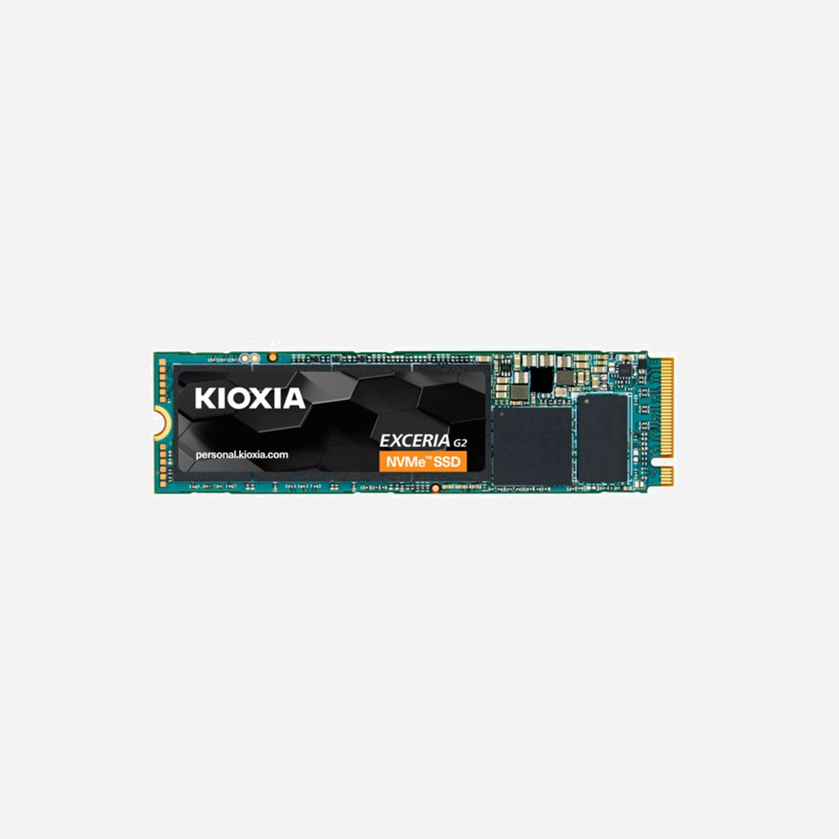 Kioxia EXCERIA G2 SSD 500Go M.2 2280 PCIe 3.1 NVMe 1.3c BiCS FLASH TLC Lecture 2100Mo/s Ecriture 1700Mo/s 400K IOPS TBW 200 - Kioxia EXCERIA G2. Capacité du Solid State Drive (SSD): 500 Go, Facteur de forme SSD: M.2, Taux de transfert des données: 32 Gbit/s, composant pour: PC/ordinateur portable