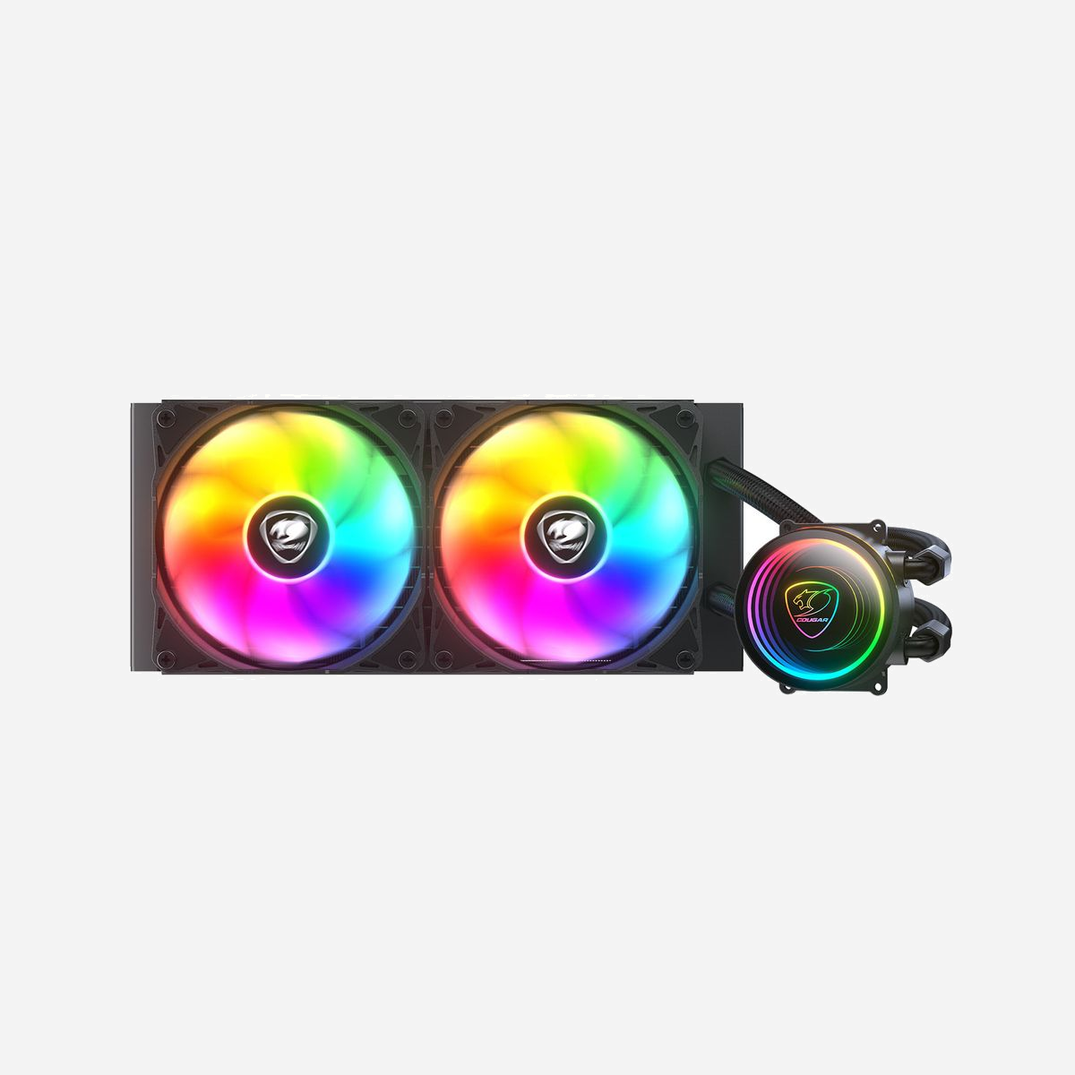 COUGAR Gaming Poseidon Elite ARGB 240 Refroidisseur liquide AIO, Socket LGA 1150-1851 & AM2-AM5, 2x120mm 500-2200 RPM, 62.53 CFM, 2.4 mmH2O, Noir - COUGAR Gaming Poseidon Elite ARGB 240. Type: Refroidisseur de liquide tout-en-un, Pression d'air maximale: 2,4 mmH2O. Couleur du produit: Noir