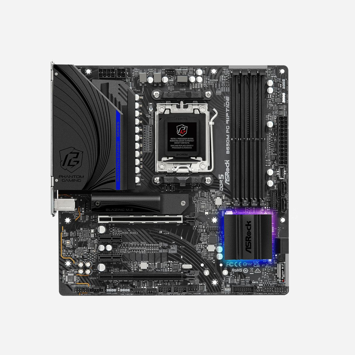 Asrock B650M PG Riptide : Carte mère micro ATX AMD B650, Socket AM5, DDR5, 128Go max, M.2/SATA III, RAID 0/1/10, 2.5GbE, PCIe 4.0, Windows 10/11 - Asrock B650M PG Riptide. Fabricant de processeur: AMD, Socket de processeur (réceptable de processeur): Emplacement AM5. Types de mémoire pris en charge: DDR5-SDRAM, Mémoire interne maximale: 128 Go, Type de support (slot): DIMM. Interfaces de lecteur de stockage prises en charge: M.2, SATA III, Niveaux RAID: 0, 1, 10. Famille d'adaptateur graphique: AMD. Type d'interface Ethernet: 2.5 Gigabit Ethernet, Contrôleur de réseau local (LAN): Dragon RTL8125BG