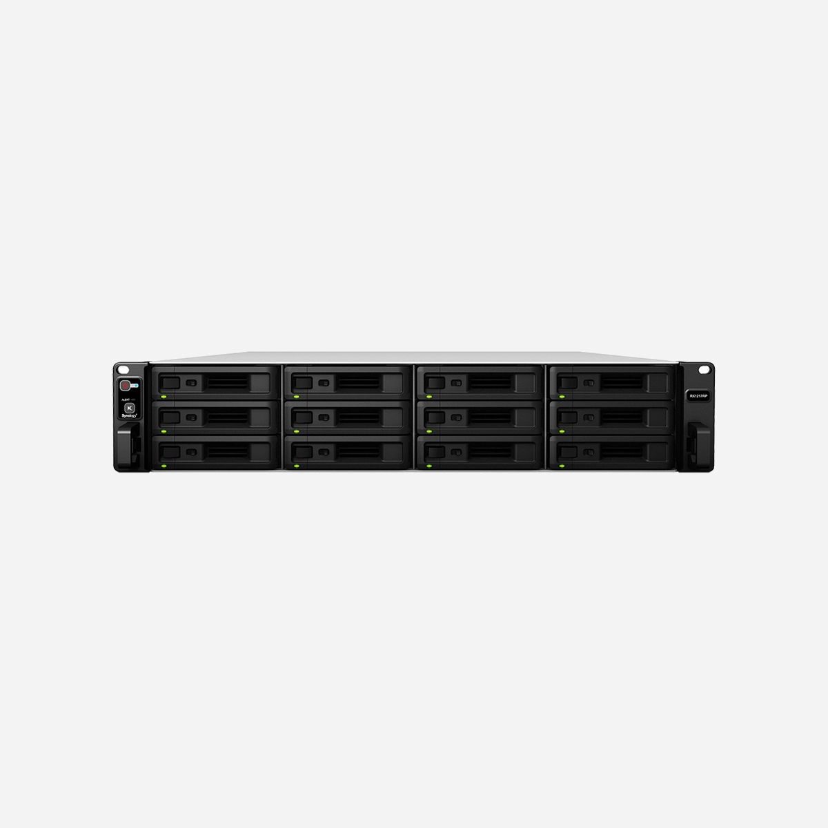Synology RX1217RP : Boîtier d'extension 12 baies 0 To, Rack 2U, SATA 6Gb/s, Alimentation Redondante, compatible RS3617xs, Noir/Gris - Synology vous offre la flexibilité de démarrer avec une capacité de stockage plus petite et de l'étendre à mesure que votre entreprise se développe. Les RX1217 et RX1217RP sont des unités de stockage à 12 baies conçues pour fournir à certains Synology RackStations une expansion de capacité transparente.<br><br><b>Expansion du volume et sauvegarde</b><br><br>Lorsque la capacité du disque devient insuffisante sur un Synology DiskStation, les Synology RX1217/RX1217RP fournissent une manière facile d'étendre immédiatement le stockage en fournissant 12 fentes supplémentaires. Le volume RAID du Synology RackStation peut être étendu directement sans devoir reformater les disques durs, permettant ainsi de continuer à fonctionner pendant l'extension de capacité. Afin d'assurer un fonctionnement 24h/7j, le Synology RX1217RP est équipé d'alimentations électriques redondantes, ce qui permet la prise en charge des récupérations automatiques si l'un des PSU est défaillant.<br><br>Lorsqu'il est créé en tant que volume séparé, le Synology RX1217/RX1217RP sert également de destination de sauvegarde locale supplémentaire pour les Synology RackStations.<br><br><b>Conception plug-and-play fiable</b><br><br>Le Synology RX1217/RX1217RP se connecte en toute sécurité aux serveurs Synology RackStation à l'aide d'un câble d'extension à large bande passante, assurant un débit de données maximal et un fonctionnement sans heurts — comme s'ils faisaient partie des lecteurs internes du Synology RackStation. L'interface SATA 6 Gb/s assure que les lecteurs installés fournissent une performance exceptionnelle de traitement des données de haute qualité.<br><br><b>Écologique et simple à utiliser</b><br><br>Le mode hibernation peut être configuré manuellement pour démarrer automatiquement lorsque le système a été inactif pendant un certain temps. Cela permet non seulement d’économiser de l’énergie mais aussi de prolonger la durée de vie des disques durs. Le RX1217/RX1217RP peut également s'allumer et s'éteindre intelligemment avec le RackStation connecté ; aucune intervention utilisateur n’est donc nécessaire pour faire fonctionner ce système de façon intelligente et efficace.