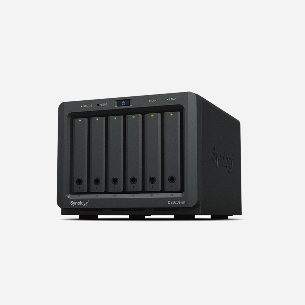 Synology DiskStation DS620SLIM - NAS 6 baies - Intel Celeron J3355 2.0 GHz - 2Go DDR3L - RAID 0/1/5/6/10/JBOD - DiskStation Manager - Synology DiskStation DS620SLIM. Type: NAS. Type de châssis: Bureau. Classe de dispositif: PME. Famille de processeur: Intel® Celeron®, Modèle de processeur: J3355, Fréquence du processeur: 2 GHz. Mémoire interne: 2 Go, Type de mémoire interne: DDR3L. Capacité totale du stockage installé: 0 To. Système d'exploitation installé: DiskStation Manager