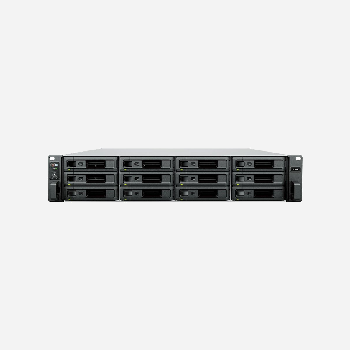 Synology UC3400 NAS Rack 2U Intel Xeon D-1541 2.1GHz 8GB DDR4 0TB SAS 12 baies 2.5/3.5" RAID 0/1/5/10/JBOD Double Alimentation Redondante - Synology UC3400. Type: NAS. Type de châssis: Rack (2 U). Famille de processeur: Intel® Xeon® D, Modèle de processeur: D-1541, Fréquence du processeur: 2,1 GHz. Mémoire interne: 8 Go, Type de mémoire interne: DDR4. Capacité totale du stockage installé: 0 To