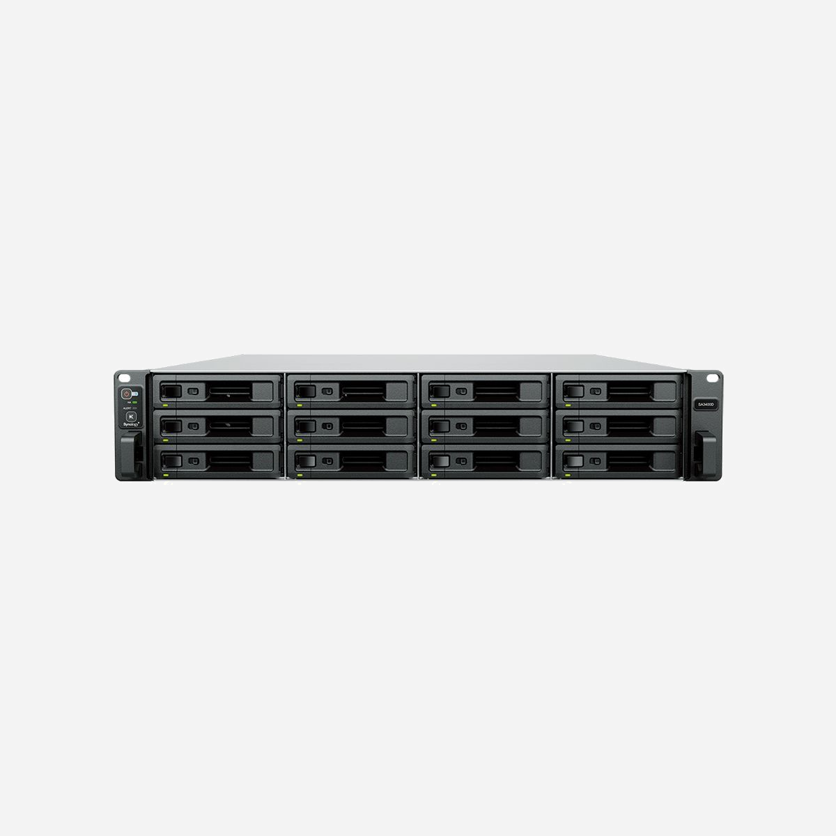 Synology SA3400D - NAS Rack 2U - Intel Xeon D-1541 2.1GHz - 8GB DDR4 ECC - 12 Baies SAS/SATA 2.5/3.5" - RAID 0/1/5/10/JBOD - Double Alimentation 500W Redondante - Synology SA3400D. Type: NAS. Type de châssis: Rack (2 U). Famille de processeur: Intel® Xeon® D, Modèle de processeur: D-1541, Fréquence du processeur: 2,1 GHz. Mémoire interne: 8 Go, Type de mémoire interne: DDR4. Capacité totale du stockage installé: 0 To
