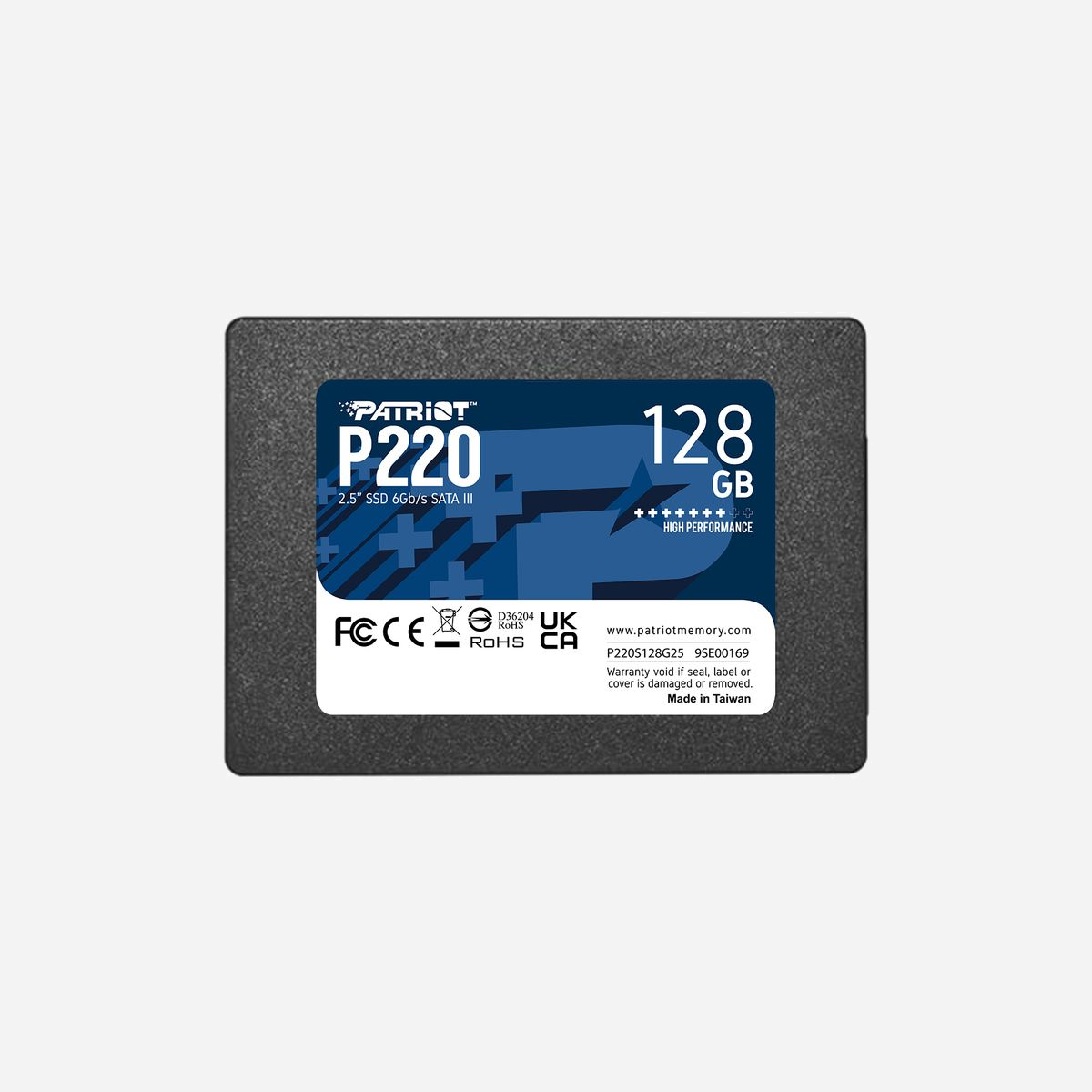 Patriot Memory P220 128GB SSD 2.5" SATA III, Lecture 550 Mo/s, Écriture 480 Mo/s, 40K/50K IOPS, Support TRIM & S.M.A.R.T., Windows Compatible - Patriot Memory P220 128GB. Capacité du Solid State Drive (SSD): 128 Go, Facteur de forme SSD: 2.5", composant pour: PC/ordinateur portable
