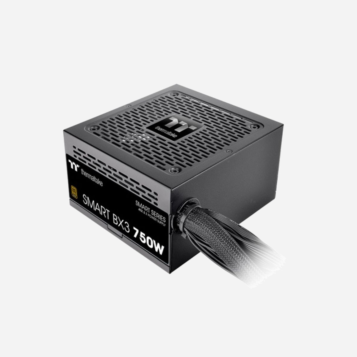 Thermaltake Smart BX3 650W - Alimentation ATX 80 PLUS Bronze, PFC Actif, 100-240V, Ventilateur 12cm, Connecteurs 2x PCI-E (6+2), 4x SATA, Non-Modulaire - Thermaltake Smart BX3. Puissance totale: 650 W, Tension d'entrée AC: 100 - 240 V, Puissance de crête: 650 W. Longueur du câble d'alimentation du périphérique (Molex): 150,500 mm, Type de câblage: Non-modulaire. Utilité: PC, Facteur de forme de l'unité d'alimentation: ATX, Certification 80 PLUS: 80 PLUS Bronze. Couleur du produit: Noir, Diamètre du ventilateur: 12 cm. Largeur: 150 mm, Profondeur: 86 mm, Hauteur: 140 mm