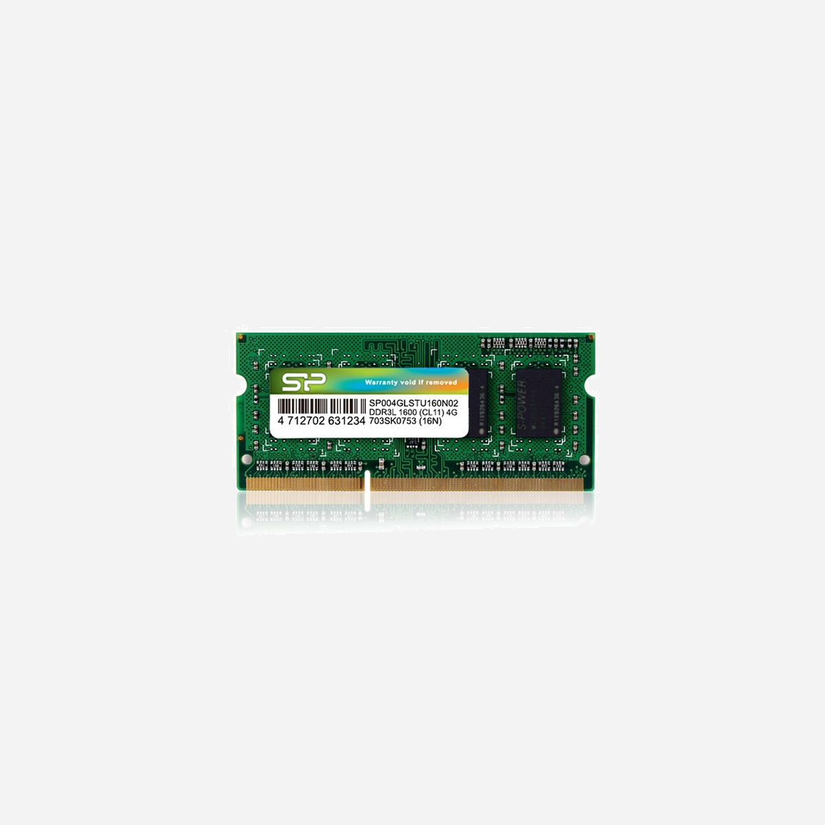 Silicon Power Module Mémoire 4Go DDR3L 1600MHz SO-DIMM 204-pin 1.35V CL11 (1x4Go) SP004GLSTU160N02 pour Ordinateur Portable - Silicon Power SP004GLSTU160N02. composant pour: Ordinateur portable, Mémoire interne: 4 Go, Disposition de la mémoire (modules x dimensions): 1 x 4 Go, Type de mémoire interne: DDR3L, Fréquence de la mémoire: 1600 MHz, Support de mémoire: 204-pin SO-DIMM, Latence CAS: 11, Couleur du produit: Vert
