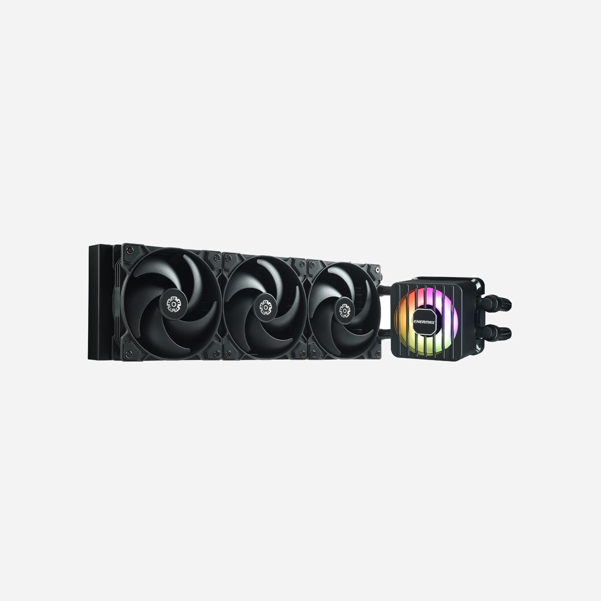 Enermax LIQMAXFLO SR Kit Refroidissement Liquide CPU 360mm, Ventilateurs 12cm PWM, VRM 60mm, 500-1800 RPM, TDP 370W, Sockets Intel/AMD - Découvrez la série LIQMAXFLO, refroidisseur liquide universel pour processeurs Intel et AMD tout-en-un de dernière génération qui intègre une pompe Dual-Chamber Xtreme combinée à un ventilateur d’exception pour vous garantir des performances de refroidissement et de silence uniques! Le ventilateur PWM VRM intégré de 60mm avec moteur triphasé à 6 pôles réduit efficacement la température des VRM et des composants environnants pour une plus grande longévité de votre carte-mère.<br><br>La série de refroidisseurs LIQMAXFLO est officiellement recommandée en tant que solution de refroidissement liquide compatible Intel®: la conjugaison de la série LIQMAXFLO et des processeurs Intel® Core™ (14e génération) maximisera les performances pour vos besoins les plus exigeants, vous offrira un mode multitâche encore plus ultra-efficace, afin que vous puissiez jouer, streamer et enregistrer en même temps ou faire des vidéoconférences tout en partageant des vidéos 4K de manière spectaculaire.<br><br><b>VENTILATEUR 60MM VRM</b><br>Le “Voltage Regulator Module” (VRM) ou Module régulateur de tension est un dispositif électronique conçu pour maintenir une tension électrique constante en dépit des variations possibles dans l’alimentation électrique. En d’autres termes, le VRM garde la tension à un niveau stable, ce qui est important car de nombreux appareils électroniques ont besoin d’une tension constante pour fonctionner correctement.<br><br>La série LIQMAXFLO est équipée d’un ventilateur VRM de 60 mm avec un moteur triphasé à 6 pôles, capable de fournir un flux d’air stable et silencieux et maintenir la stabilité de la tension électrique pour le VRM de votre carte mère.<br><br><b>REFROIDISSEMENT SUPRÊME</b><br>Avec une vitesse de démarrage à peine perceptible de 500 tours/min et une vitesse de rotation de 3 000 tours/min, le ventilateur VRM vous assure un fonctionnement constant, agréablement silencieux, ainsi qu’un meilleur flux d’air pour réduire efficacement la température des composants entourant le processeur, comme par exemple en cas d’overclocking.<br><br><b>L’EXTRAORDINAIRE SE CACHE DANS LES DETAILS</b><br>Le couvercle de la pompe est interchangeable grâce à une connexion magnétique qui permet de modifier l’orientation du logo à 90°: laissez libre-court à votre créativité pour le décliner ou le personnaliser avec l’aide par exemple d’une imprimante 3D.<br><br>Plusieurs colliers de serrage fournis vous aideront à organiser astucieusement votre setup.<br><br>Les tuyaux de haute qualité sont fabriqués en caoutchouc polyamide flexible et durable multicouches pour vous garantir un fonctionnement imperméable et durable, même en cas de secousses!<br><br>*Différentes options pour le couvercle de la pompe seront bientôt disponibles.<br><br><b>FAITES ENTRER VOTRE REFROIDISSEMENT DANS UNE NOUVELLE DIMENSION</b><br>Découvrez notre toute dernière pompe Xtreme à double chambre, dotée de la technologie brevetée Shunt-Channel d’ENERMAX, d’une entrée de liquide de refroidissement élargie et d’un design à débit optimisée, capable d’augmenter la pression globale de la charge hydraulique jusqu’à 30 %, et le débit de liquide de refroidissement jusqu’à 20 %.<br><br>L’amélioration de l’efficacité du refroidissement se traduit par une baisse impressionnante de 4 °C de la chaleur dégagée par charge de 100 watts. Le moteur triphasé à 6 pôles, régulé par PWM entre 1200 et 3000 tours/mn vous garantira un compromis optimal entre la puissance nécessaire et un fonctionnement standard ultra-silencieux.<br><br><b>DE LA TRANSCENDANCE À L’EXTRAORDINAIRE – VENTILATEUR SILENT FLOW</b><br>ENERMAX vous apporte la solution de performance de refroidissement ultime avec son ventilateur Silent Flow: équipé de roulements F.D.B. de haute qualité, de pales haute pression exclusives ENERMAX capables d’augmenter de manière significative la génération du flux et de la pression d’air, sans augmenter les niveaux de bruit, le Silent Flow fonctionne avec maximum de 25,47 dB(A), ce qui le rend quasiment inaudible à vitesse moyenne.<br><br><b>PALES DE VENTILATEUR EXCEPTIONNELLES</b><br>Avec des pales de ventilateur plus épaisses de 3 mm (par rapport aux ventilateurs standard de 1,8 à 2,2 mm), le ventilateur Silent Flow assure un fonctionnement plus silencieux grâce à des vibrations minimisées, véritable avancée en matière de performances silencieuses.<br><br><b>AERODYNAMISME DE SERIE</b><br>Les pales du ventilateur Silent Flow se caractérisent par un “angle d’attaque” soigneusement calibré de 34,73°, un paramètre de conception unique propre à sa configuration à 5 pales. Cet angle, conçu par des experts, constitue un équilibre parfait entre l’amélioration des performances de refroidissement et la réduction des niveaux de bruit.<br><br><b>LE PWM DANS TOUTE SA SPLENDEUR</b><br>La série LIQMAXFLO intègre le mécanisme PWM qui permet à la pompe, au ventilateur VRM ainsi qu’au(x) ventilateur(s) du radiateur de moduler leurs vitesses et leurs débits d’air en fonction de la température, afin d’économiser de l’énergie et de créer un environnement toujours plus silencieux.<br><br><b>POMPE</b><br>La toute première pompe ENERMAX PWM<br>1,200 – 3,000 tours/mn<br><br><b>VENTILATEUR VRM</b><br>Refroidissement supplémentaire intelligent<br>500 – 3,000 tours/mn<br><br><b>VENTILATEUR DE RADIATEUR SILENT FLOW</b><br>Puissant et extrêmement silencieux<br>500 – 1,800 tours/mn<br><br><b>LE MEILLEUR? QUAND TOUT PASSE CRÈME!</b><br>La plaque de cuivre de la série LIQMAXFLO a reçu une application en surface de Dow Corning® TC-5888, pâte thermique de très haute qualité et résilience. Ce choix parfait pour toute application nécessitant une conductivité thermique optimalevous offrira de meilleures performances que la plupart des pâtes thermiques existantes.<br><br>Un tube supplémentaire est inclus pour une installation tout confort.<br><br><b>COMPATIBILITÉ ÉTENDUE DANS DIFFÉRENTES TAILLES</b><br>Sockets Intel: LGA 1700/1200/115x/2066/2011/2011-3/1366<br>Sockets AMD: AM5/AM4/AM3+/FM2+/FM1
