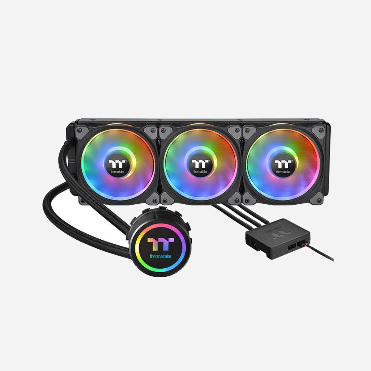 Thermaltake Floe DX RGB 360 : Refroidisseur liquide AIO pour processeur (Sockets Intel/AMD), radiateur 360mm, 3 ventilateurs 140mm RGB (500-1400 RPM, 60.87 CFM), cuivre. - Thermaltake Floe DX RGB 360 TT Premium Edition. Type: Refroidisseur de liquide tout-en-un, Diamètre du ventilateur: 14 cm. Couleur du produit: Noir