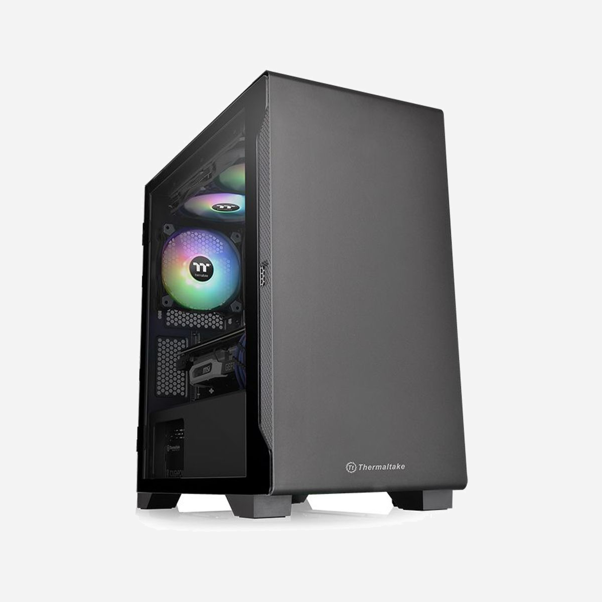 Boîtier Thermaltake S100 TG Micro Tower Noir - Micro ATX/Mini-ITX, 2x 3.5", 2x 2.5", USB 3.2 Gen 1, fenêtre verre trempé, ventilation 120mm, radiateurs 280mm max. - Thermaltake S100 TG. Format: Micro Tower, Type: PC, Couleur du produit: Noir. Facteurs de forme d'alimentation pris en charge: PS2. Prise en charge des diamètres des ventilateurs avants: 240,280 mm, Ventilateurs arrières installés: 1x 120 mm, Pris en charge des diamètres des ventilateurs arrières: 120 mm. Tailles de disques durs supportées: 2.5,3.5". Largeur: 220 mm, Profondeur: 441 mm, Hauteur: 411 mm