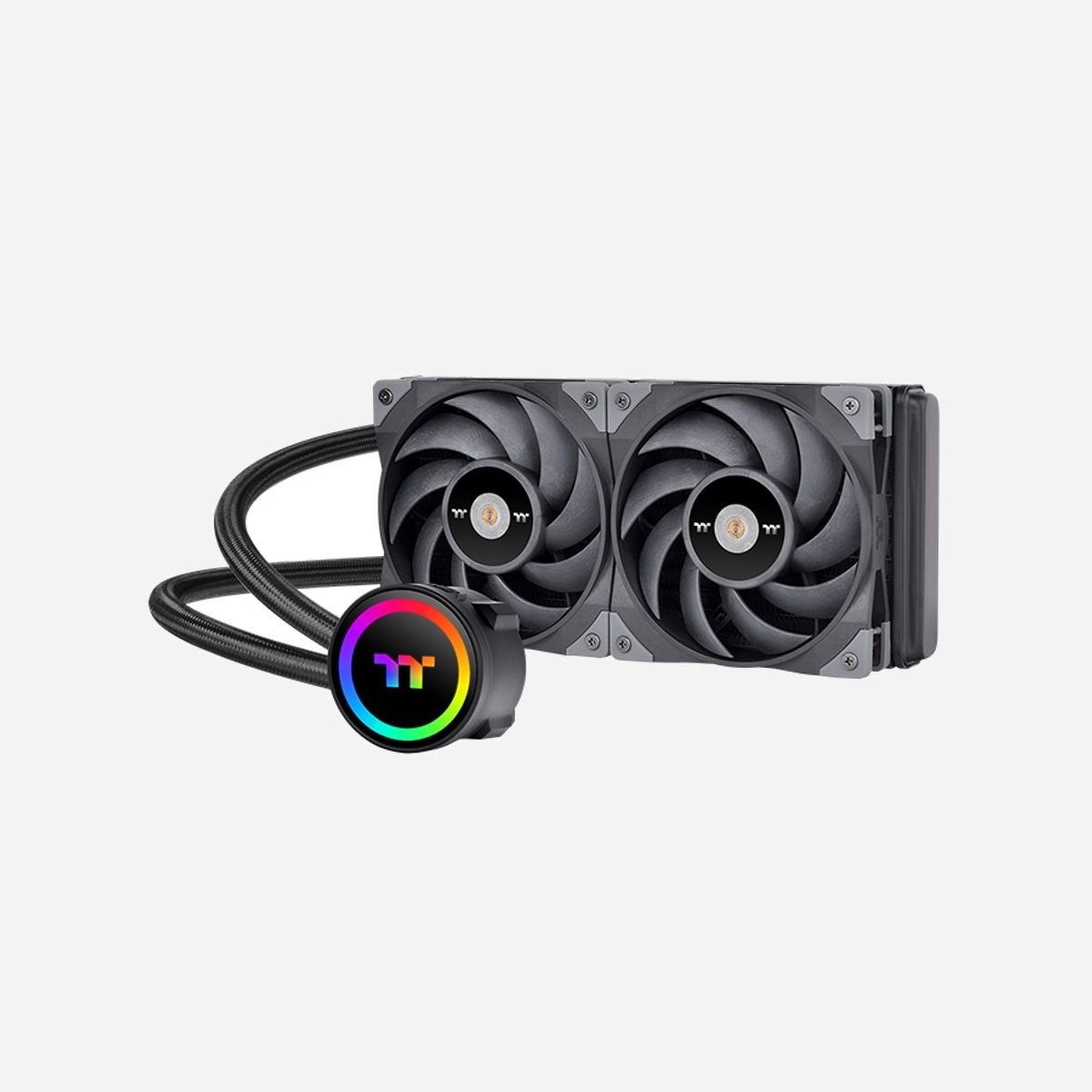 Thermaltake Toughliquid 240 ARGB - Refroidisseur liquide CPU All-in-One, Radiateur 273mm, 2x120mm ARGB, 500-2000RPM, 58.35CFM, 22.3dBA, Socket Intel/AMD - Thermaltake Toughliquid 240 ARGB. Type: Refroidisseur de liquide tout-en-un, Pression d'air maximale: 2,41 mmH2O. Couleur du produit: Noir