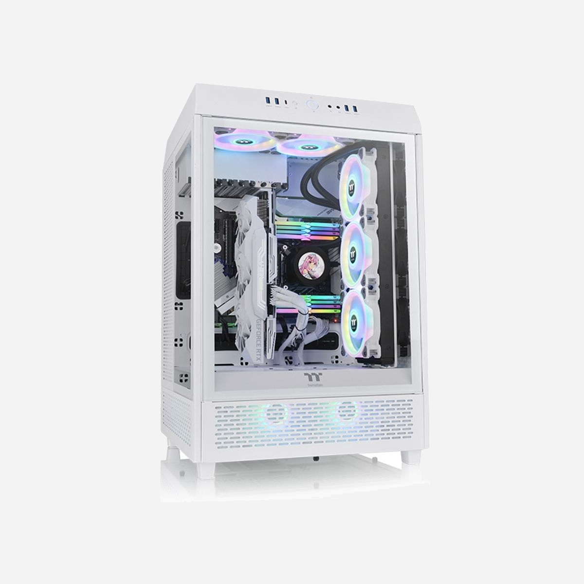 Thermaltake The Tower 500 Blanc, Boîtier PC Midi Tower ATX/EATX/microATX/Mini-ITX, 4x 3.5", 8x 2.5", 2x 120mm arrière, USB 3.2, Verre Trempé - Thermaltake The Tower 500. Format: Midi Tower, Type: PC, Couleur du produit: Blanc. Facteurs de forme d'alimentation pris en charge: PS2. Pris en charge des diamètres des ventilateurs latérals: 120 mm, Ventilateurs arrières installés: 2x 120 mm, Pris en charge des diamètres des ventilateurs arrières: 120,140 mm. Tailles de disques durs supportées: 2.5,3.5", Facteur de forme SSD: 2.5". Largeur: 388 mm, Profondeur: 398 mm, Hauteur: 608 mm