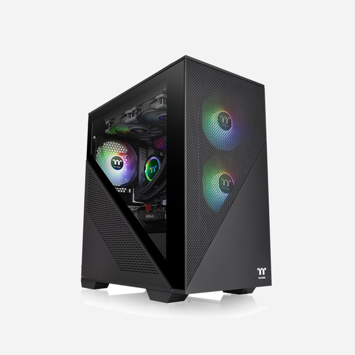 Thermaltake Divider 170 TG ARGB Noir - Boîtier PC Midi Tower, micro ATX/Mini-ITX, 2x120mm ARGB, USB 3.2 Gen 1, SPCC/Verre Trempé, slots 3.5"/2.5" - Thermaltake Divider 170 TG ARGB. Format: Midi Tower, Type: PC, Couleur du produit: Noir. Facteurs de forme d'alimentation pris en charge: PS2. Ventilateurs installés avant: 2x 120 mm, Prise en charge des diamètres des ventilateurs avants: 120,140 mm, Pris en charge des diamètres des ventilateurs arrières: 120 mm. Tailles de disques durs supportées: 3.5", Facteur de forme SSD: 2.5". Largeur: 210 mm, Profondeur: 408,5 mm, Hauteur: 426 mm