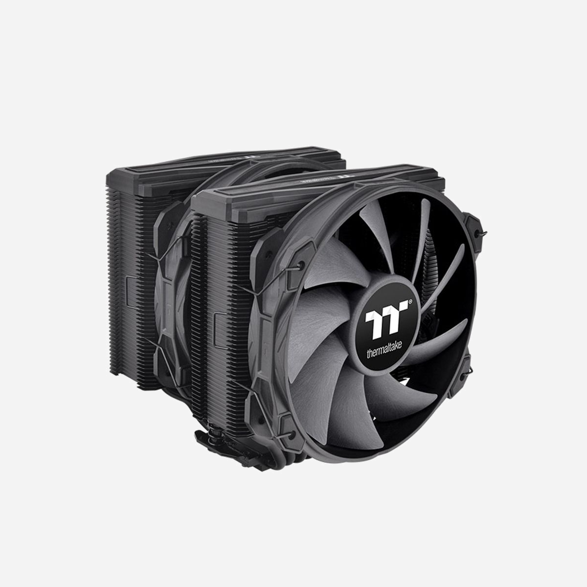 Thermaltake TOUGHAIR 710 Refroidisseur d'air CPU 14cm, 2 ventilateurs 140mm, 500-1400RPM, 81.96CFM, 1.82mmH2O, 23.9dB, 7 caloducs, 250W, sockets Intel LGA 115x/1200/1700/20xx et AMD AM4/AM5, Noir - Thermaltake TOUGHAIR 710. Type: Refroidisseur d'air, Diamètre du ventilateur: 14 cm, Vitesse de rotation (min): 500 tr/min, Vitesse de rotation (max): 1400 tr/min, Pression d'air maximale: 1,82 mmH2O. Largeur: 146,6 mm, Profondeur: 146,6 mm, Hauteur: 165 mm. Couleur du produit: Noir