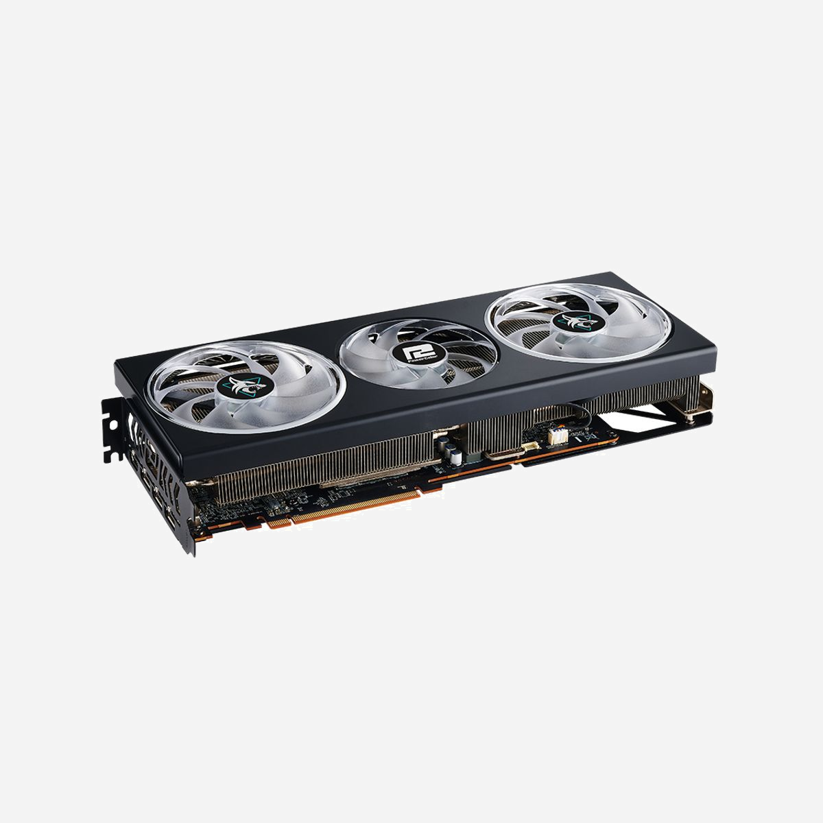 PowerColor Hellhound AMD Radeon RX 7800 XT 16GB GDDR6, Fréquence Boost 2520MHz, 3x DisplayPort 2.1, HDMI 2.1, PCIe 4.0, 3 Ventilateurs - PowerColor Hellhound RX 7800 XT 16G-L/OC. Processeur graphique famille: AMD, Processeur graphique: Radeon RX 7800 XT. Mémoire carte graphique distincte: 16 Go, Type de mémoire de l'adaptateur graphique: GDDR6, Mémoire Bus: 256 bit. Résolution maximale: 7680 x 4320 pixels. Version DirectX: 12.0, Version OpenGL: 4.6. Type d'interface: PCI Express 4.0. Type de refroidissement: Actif, Nombre de ventilateurs: 3 ventilateur(s), Couleur de l'éclairage: Bleu