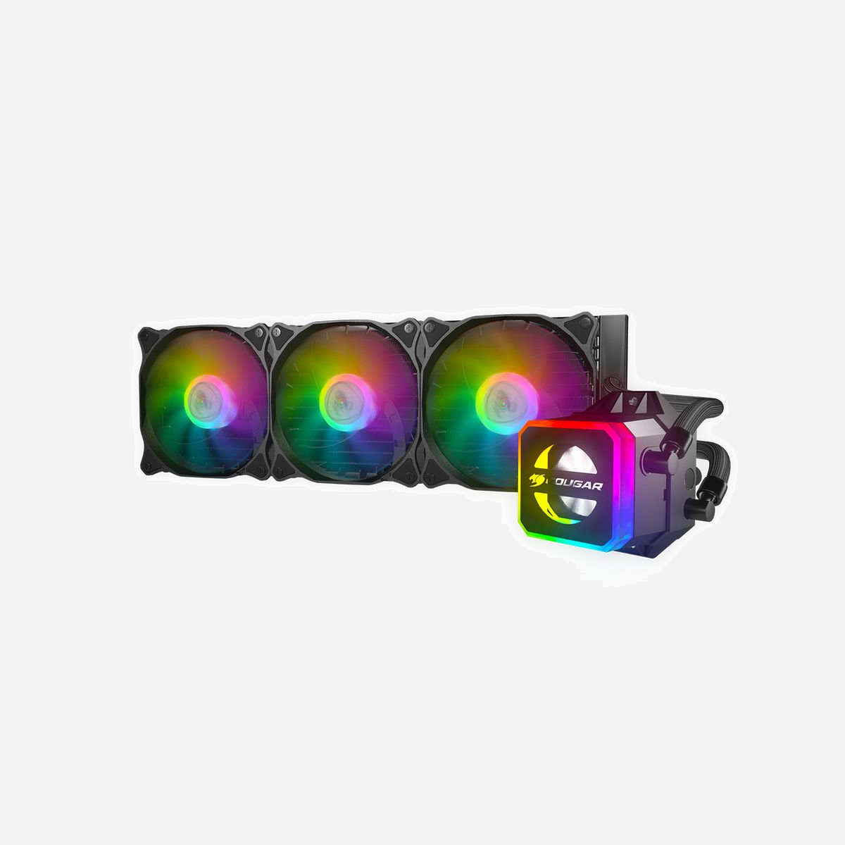 COUGAR Gaming Helor 360 - Refroidisseur liquide All-in-One pour processeur, radiateur 394mm, 3x 120mm PWM (600-1800 RPM), 78.4 CFM, 2.4 mmH2O, Noir - COUGAR Gaming Helor 360. Type: Refroidisseur de liquide tout-en-un, Pression d'air maximale: 2,4 mmH2O. Largeur: 394 mm, Profondeur: 120 mm, Hauteur: 27 mm. Couleur du produit: Noir