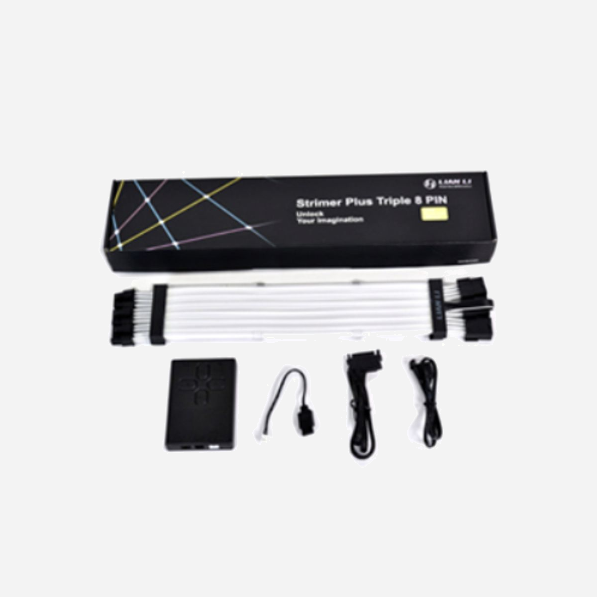 Lian Li Strimer Plus Triple 8-Pin - Extension Câble PCI-E 8-Pin vers 8-Pin, 0.3m, Noir et Blanc, Dimensions 364x85x34mm - STRIMER-PLUS-TRIPLE-8-PINS - Lian Li Strimer Plus Triple 8-Pin. Longueur de câble: 0,3 m, Connecteur 1: PCI-E (8-pin), Connecteur 2: PCI-E (8-pin). Largeur: 364 mm, Profondeur: 85 mm, Hauteur: 34 mm