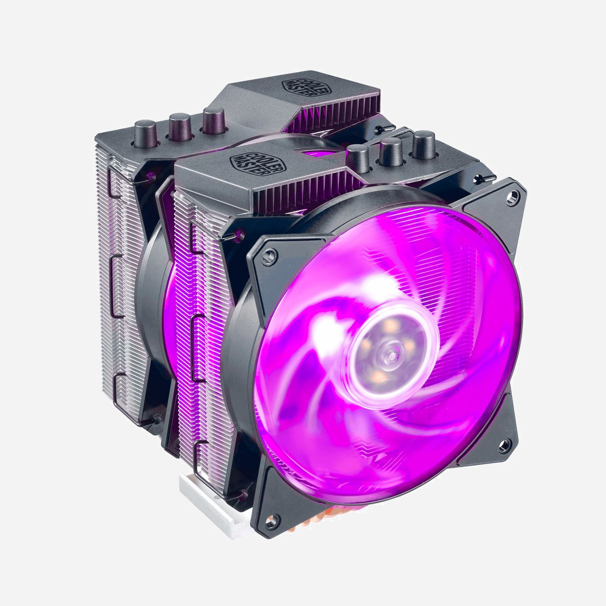 Cooler Master MasterAir MA620P - Refroidisseur CPU - 2 ventilateurs 12cm - 600-1800 RPM - 53.4 CFM - 1.65 mmH2O - Compatible Intel/AMD - Noir - Cooler Master MasterAir MA620P. Type: Refroidisseur, Diamètre du ventilateur: 12 cm, Vitesse de rotation (min): 600 tr/min, Vitesse de rotation (max): 1800 tr/min, Pression d'air maximale: 1,65 mmH2O. Couleur du produit: Noir