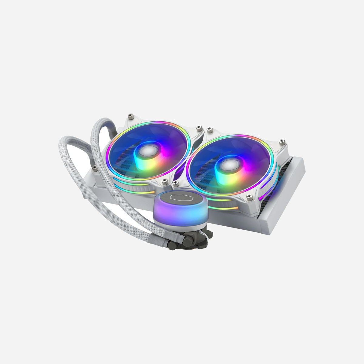 Cooler Master MasterLiquid ML240 Illusion White Edition - Refroidisseur liquide CPU All-in-One, 2x120mm, 6-30dB, 650-1800tr/min, Socket Intel/AMD, Blanc - Cooler Master MasterLiquid ML240 Illusion White Edition. Type: Refroidisseur de liquide tout-en-un, Pression d'air maximale: 1,6 mmH2O. Couleur du produit: Blanc