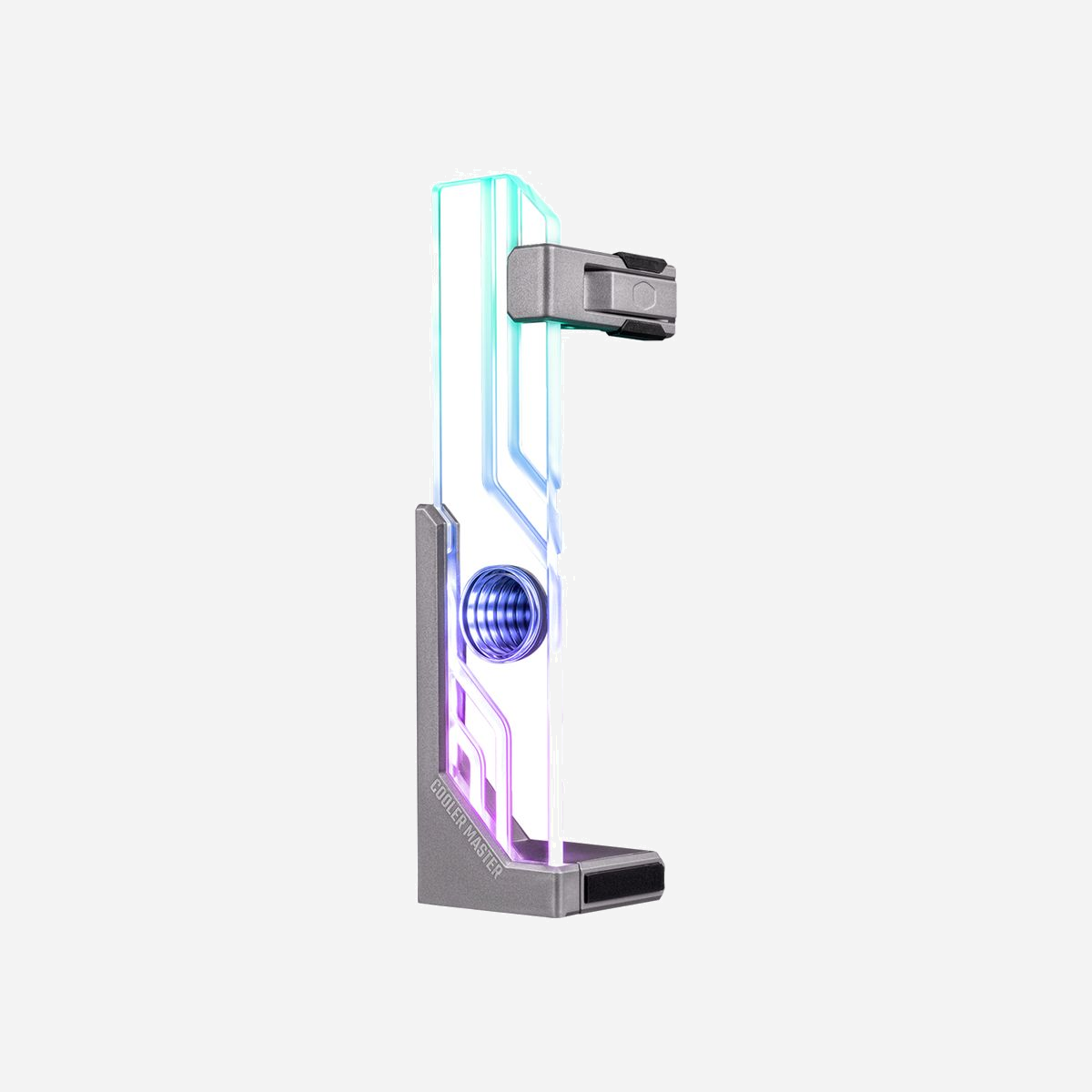 Cooler Master Atlas ARGB GPU Support Universel MCA-U000R-AGSBTG-00 : Aluminium/Plastique/Verre Trempé, 3 kg max, 44.2x195.7x75.5mm, Câble 0.6m - Cooler Master Gaming Atlas ARGB GPU Support. Type de châssis compatible: Universel, Type: Support de fixation GPU, Matériel: Aluminium, Plastique, Verre trempé. Longueur de câble: 0,6 m, Largeur: 44,2 mm, Profondeur: 195,7 mm. Quantité: 1 pièce(s), Poids du paquet: 433 g. Largeur du casier principal (externe): 355 mm, Longueur du casier principal (externe): 523 mm, Hauteur du casier principal (externe): 365 mm