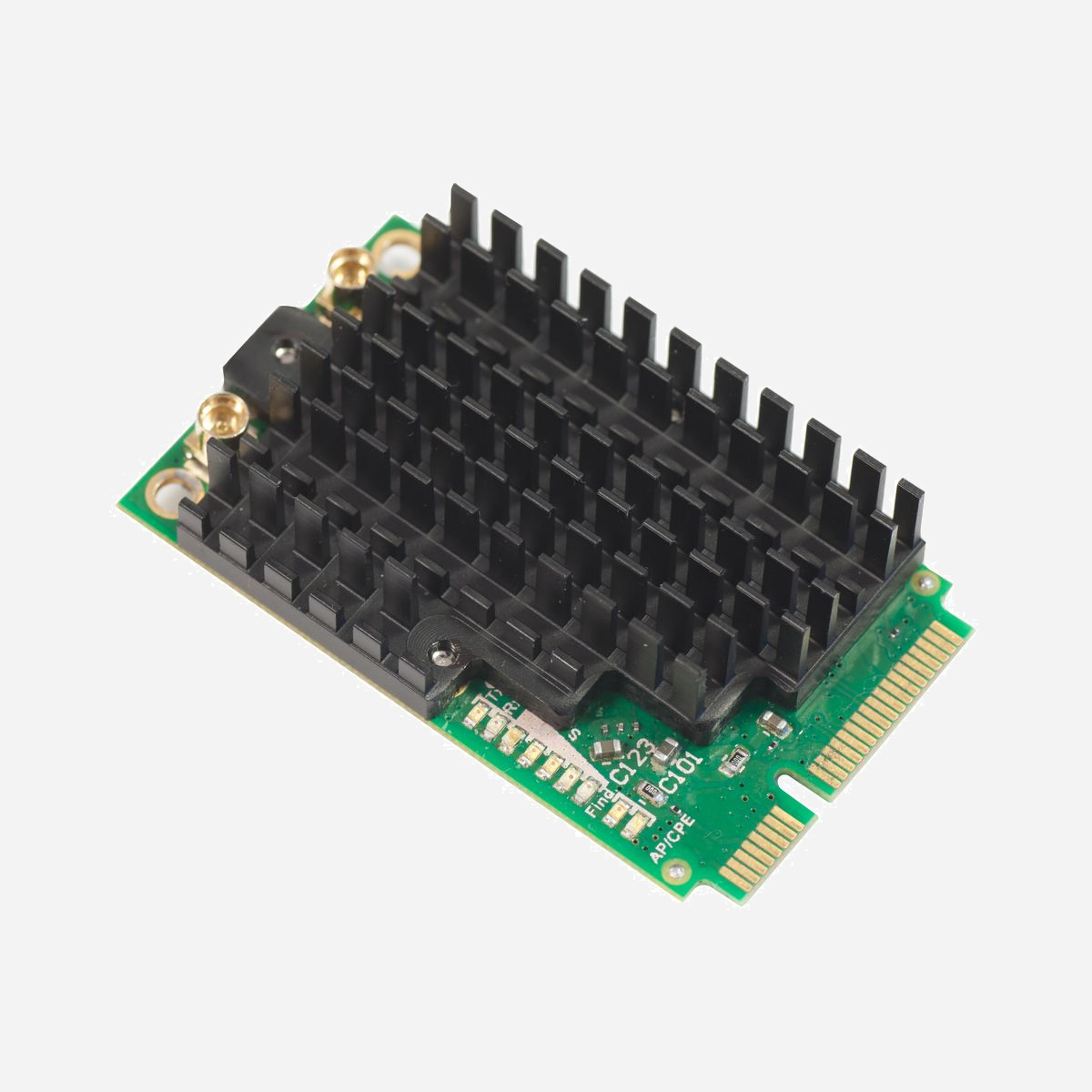 Mikrotik R11E-2HPND : Carte Mini PCI Express RF Sans Fil 802.11b/g/n (Wi-Fi 4) 2.312-2.732 GHz, Chipset AR9580, Connecteurs 2x MMCX - Mikrotik R11E-2HPND. Interne. Technologie de connectivité: Sans fil, Interface de l'hôte: Mini PCI Express, Interface: RF sans fil. Norme Wi-Fi: Wi-Fi 4 (802.11n). Couleur du produit: Vert, Noir