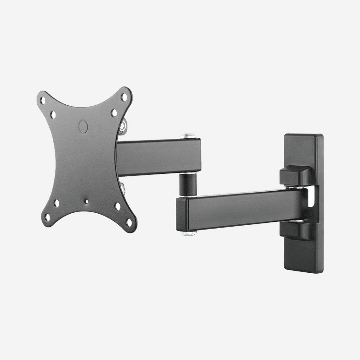 Vision VFM-WA1X1B Support Mural Orientable pour Écran 13-27" (VESA 75/100, 15kg max) Inclinaison -3°/+10°, Pivot 90°, Distance Mur 4.4-28.2cm, Noir - La gamme Vision de supports pour écrans plats avec bras mural allie robustesse et flexibilité. Le VFM-WA1X1B est un bras mural de qualité qui s’adapte à la plupart des moniteurs d’ordinateurs. Ses trous de montage ont une dimension de 100 x 100 mm.<br><br><b>Jusqu’à 27"</b><br><br>La plupart des écrans de 13 à 27″ conviennent pour ce support. Si votre écran est plus grand, mais qu’il dispose des points de montage adéquats et que son poids est inférieur à la CMU, vous pouvez le monter sur ce support en toute sécurité.<br><br><b>Vis moletées</b><br><br>Vision tient compte de chaque détail pour faciliter l’installation. Des vis moletées de deux dimensions sont incluses pour fixer le support au moniteur.<br><br><b>Installation rapide</b><br><br>Une fois la plaque de montage fixée à l’arrière de l’écran, il suffit de placer l’écran sur le bras mural et de le bloquer à l’aide d’un simple écrou.<br><br><b>Rotation</b><br><br>La plaque murale n’a pas été fixée parfaitement d’aplomb ? Aucun problème ! Grâce à la marge de rotation de 6°, vous pouvez facilement mettre l’écran à niveau une fois en place.<br><br><b>CMU de 15 kg</b><br><br>Ce support a une « charge maximale d’utilisation » de 15 kg / 33,1 lb. Sa construction en acier en fait un modèle robuste.<br><br><b>Inclinaison et pivotement</b><br><br>Inclinaison de -3 à 10°, pivotement à 90°. Utilisez ce support pour fixer un écran en hauteur dans un coin d’une salle d’attente ou pour en installer plusieurs dans un bureau.<br><br><b>Revêtement en poudre</b><br><br>Le revêtement en poudre rend ce produit encore plus résistant aux rayures que ces concurrents.<br><br><b>VESA</b><br><br>La norme VESA désigne la distance séparant les trous de montage situés à l’arrière de votre écran plat. Les trous distants de 100 x 100 mm, appelés VESA100, sont compatibles avec ce support. Ce produit convient également aux écrans de dimension VESA75 inférieure.