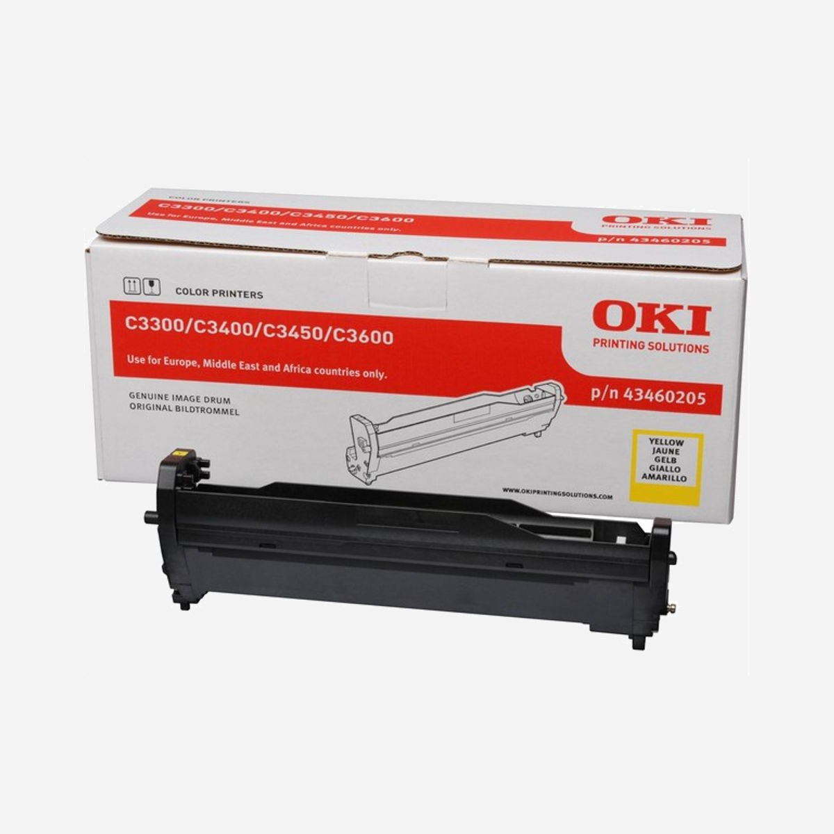 Tambour d'imagerie OKI 43460205 Jaune 15000 pages Impression Laser Noir Compatible C3300, C3400, C3450, C3600 Dimensions Emballage 415x165x145mm - Un tambour séparé pour réduire le coût d’utilisation<br><br>- Un tambour et un toner pour chaque couleur<br>- Les tambours et les toners peuvent être remplacés indépendamment les uns des autres<br>- Spécialement conçus pour être utilisé avec les imprimantes couleur OKI Printing Solutions<br>- Adaptés aux vitesses élevés et à la technologie monopasse<br><br>Les consommables OKI Printing Solutions sont conçus pour être parfaitement compatibles avec les produits OKI Printing Solutions. Ils garantissent leur meilleur niveau de performances et leur pérennité.<br><br>Cartouches de toner, tambours, papiers, informations sur les consommables, programme de récupération des toners usagés et recyclage ...<br><br>Sélectionnez votre produit dans la liste déroulante pour trouver les consommables originaux OKI, cartouches de toner, tambours d'image et papiers, dont vous avez besoin.