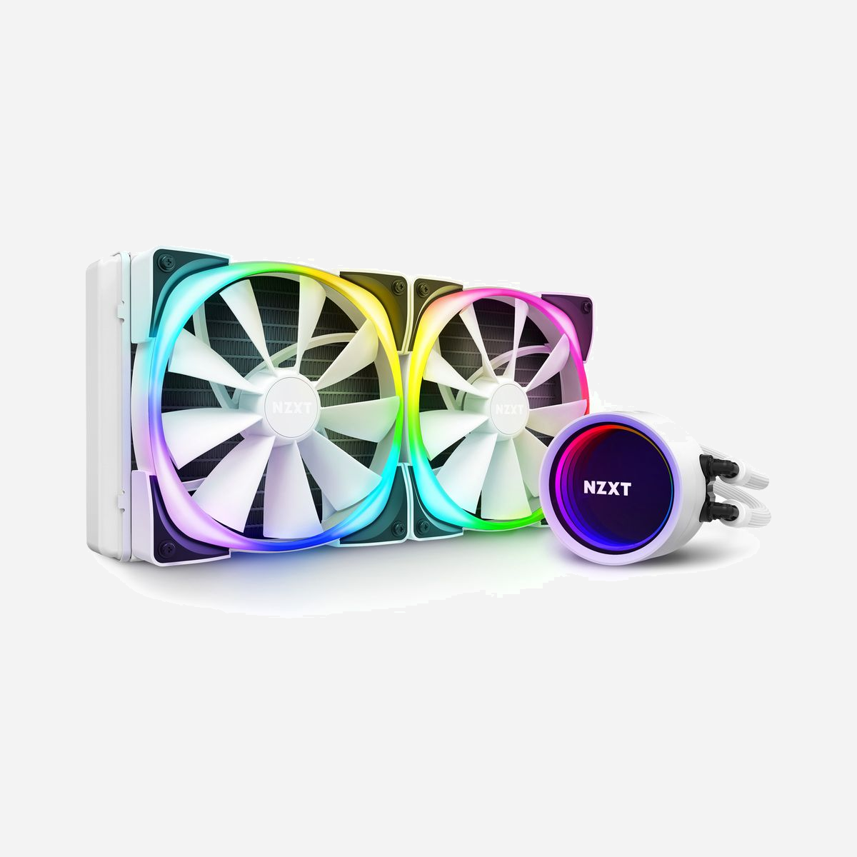NZXT Kraken X63 RGB Blanc - Refroidisseur liquide AIO pour processeur, radiateur 143x315x30mm, 2x140mm 500-1500 RPM, 22-33 dBA, sockets Intel/AMD - NZXT Kraken X63 RGB. Type: Refroidisseur de liquide tout-en-un, Diamètre du ventilateur: 14 cm, Pression d'air minimum: 0,17 mmH2O, Pression d'air maximale: 1,52 mmH2O. Couleur du produit: Blanc