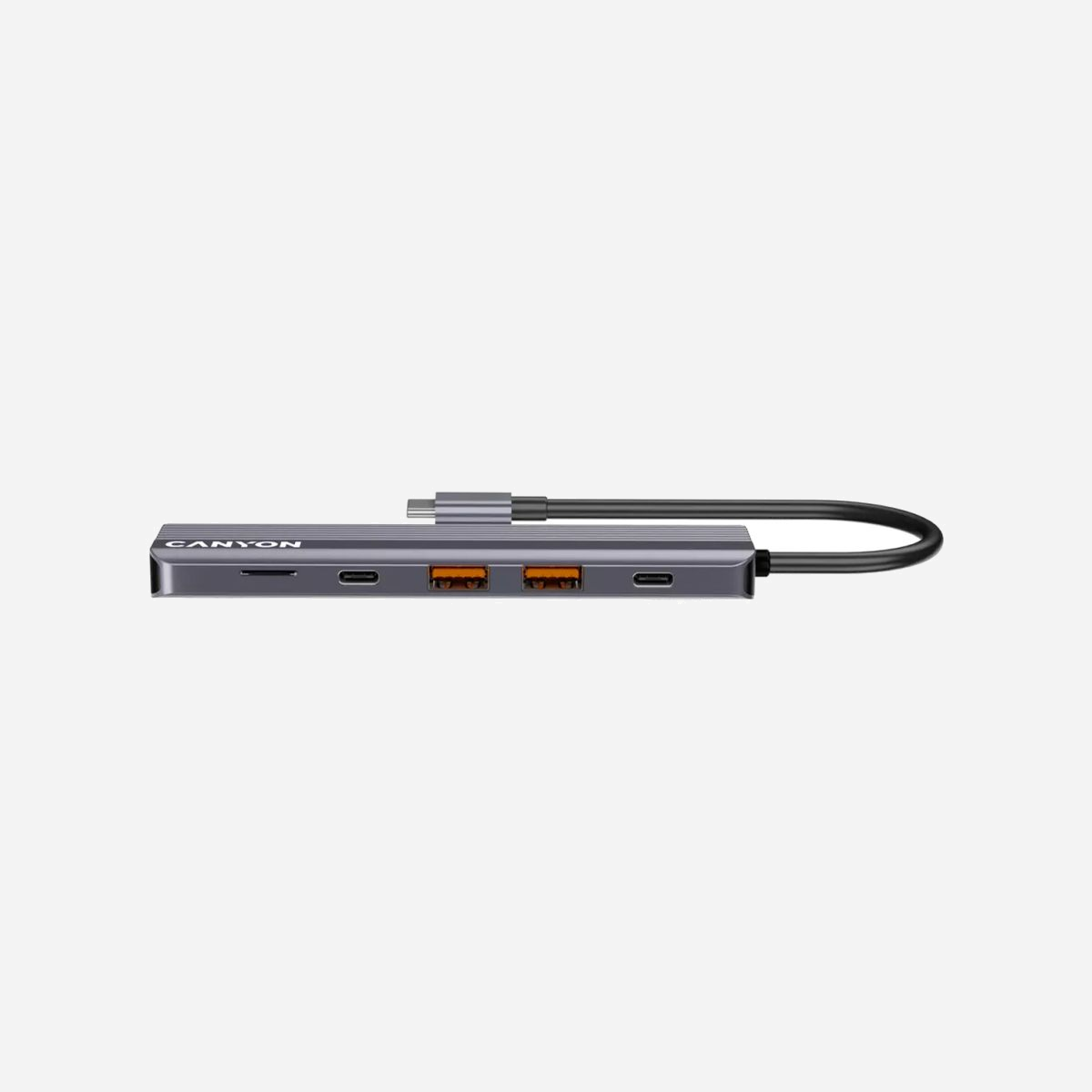 Canyon CNS-TDS17 Hub USB Type-C vers HDMI 4K 60Hz, 2x USB 3.2 Gen 1 Type-A, 2x USB Type-C, Lecteur MicroSD, 10000 Mbit/s, Support Windows/macOS/Android - Canyon DS-17. Interface de l'hôte: USB Type-C, Interfaces Hub: HDMI, USB 3.2 Gen 1 (3.1 Gen 1) Type-A, USB Type-C, Cartes mémoire compatibles: MicroSD (TransFlash). Taux de transfert de données: 10000 Mbit/s, Taux de d'actualisation maximal: 60 Hz, Résolution maximum (HDMI): 3840 x 2160 pixels. Type d'alimentation d'énergie: USB. Prise en charge d'autres systèmes d'exploitation: Android. Largeur: 113 mm, Profondeur: 31 mm, Hauteur: 11 mm