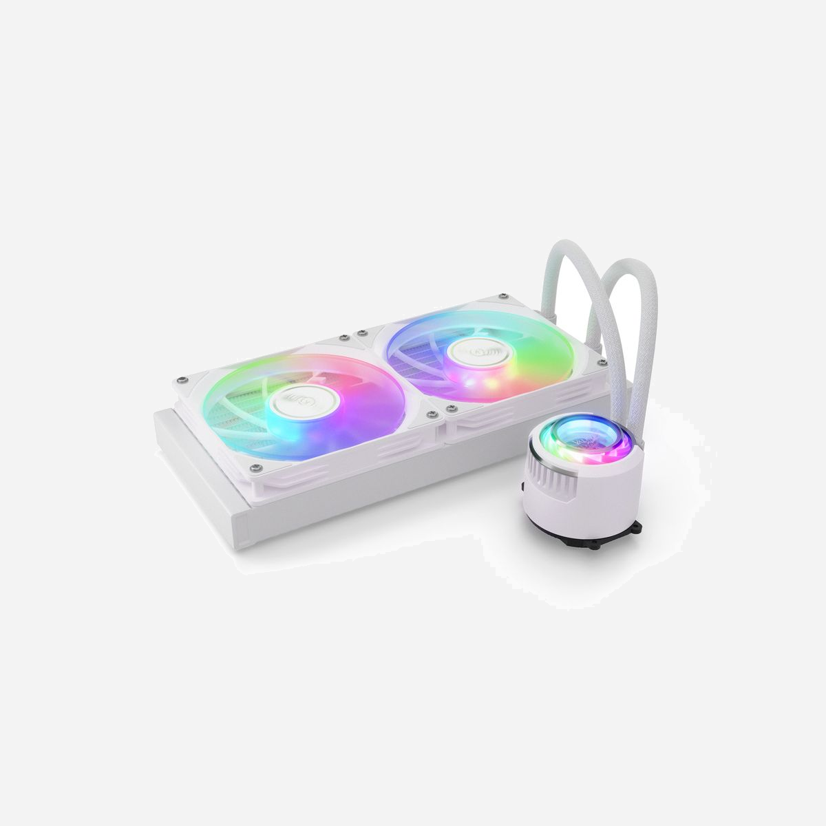 Valkyrie VK-AIOJR280W Refroidisseur liquide CPU All-in-One, Radiateur 280mm (2x140mm), Socket LGA1700/AM5, Pompe 800-2500 RPM, Ventilateurs 700-1850 RPM, 105 CFM - Valkyrie VK-AIOJR280W. Type: Refroidisseur de liquide tout-en-un, Diamètre du ventilateur: 14 cm