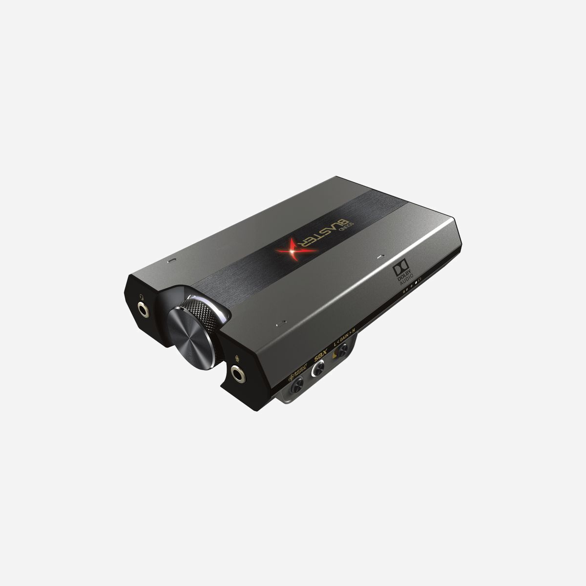 Creative Labs Sound BlasterX G6 : Carte Son Externe USB 7.1, 32-bit/384 kHz, SNR 130 dB, Dolby Digital, Compatible Windows/macOS, avec Entrée/Sortie Optique - Creative Labs Sound BlasterX G6. Canaux de sortie audio: 7.1 canaux, Qualité audio: 32 bit, Le rapport signal sur bruit (SNR): 130 dB. Interface de l'hôte: USB. Technologies Dolby: Dolby Digital, Couleur du produit: Noir, Or, Câbles inclus: Micro-USB, TOSLINK Digital Optical. Prise en charge du système d'exploitation Windows: Windows 10 Education, Windows 10 Education x64, Windows 10 Enterprise, Windows 10 Enterprise x64,..., Prise en charge du système d'exploitation Mac: Mac OS X 10.10 Yosemite, Mac OS X 10.11 El Capitan, Mac OS X 10.12 Sierra, Mac OS X 10.8 Mountain.... Mémoire vive (RAM) minimale: 1024 Mo