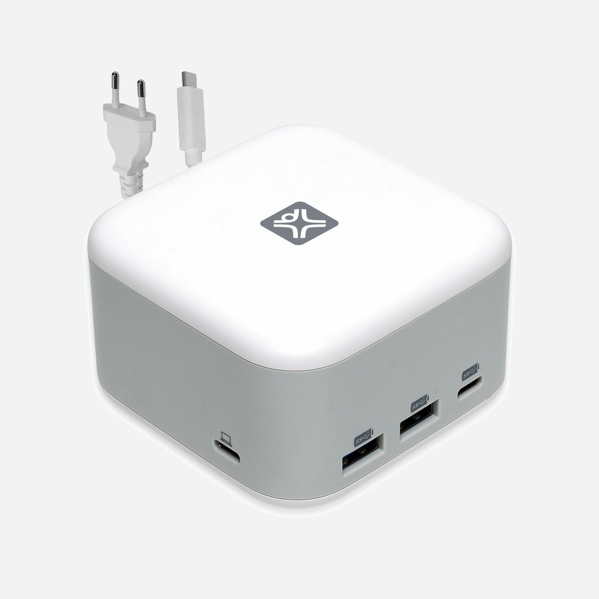 XtremeMac XWH-XCP-03 Station d'accueil USB-C 3.2 Gen 1, 2x USB-A 3.2 Gen 1, 2x USB-C 3.2 Gen 1, HDMI, RJ-45, Alimentation 130W, Aluminium, Blanc - Solution de bureau entièrement nouvelle, ajout parfait à votre dernier MacBook et à tout autre ordinateur portable avec des ports USB-C.<br><br>Conception compacte et élégante, le X-Cube Pro fonctionne simplement en le branchant à votre nouveau MacBook ou à tout autre ordinateur portable utilisant la technologie type-c, tout en offrant une solution de charge rapide allant jusqu'à 130W, et en ajoutant 5 nouveaux connecteurs à votre appareil.<br><br>Le design cubique le rend extrêmement compact, occupant un minimum d'espace, tout en offrant une forte résistance pour une grande durabilité, et en créant un design soigné et propre sur votre bureau.<br><br>La puissance élevée de 130W au total permet de charger rapidement presque tous les ordinateurs portables disponibles et autres appareils alimentés via des ports USB-C.