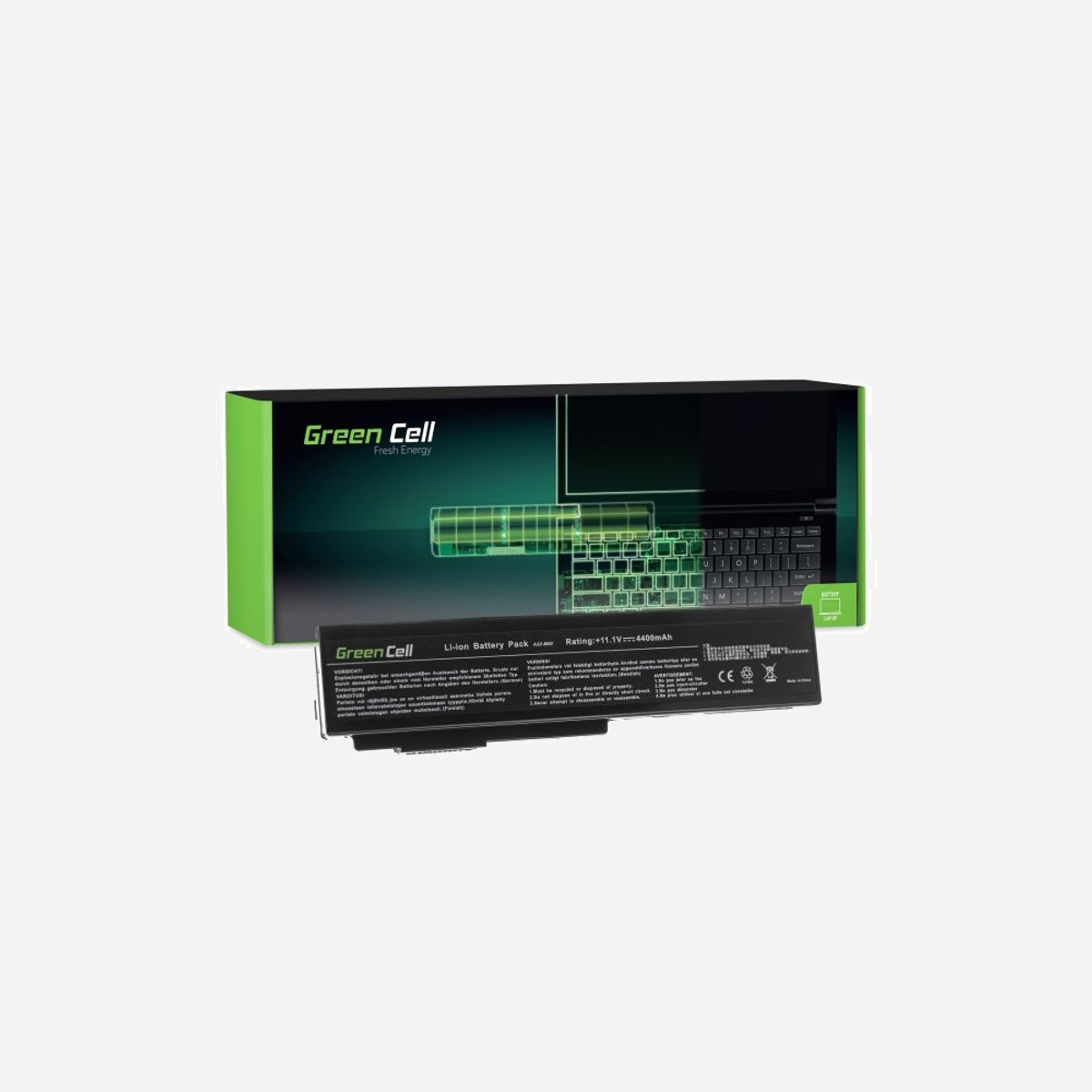 Batterie Green Cell AS08 Li-Ion 4400mAh 11.1V 6 cellules pour ASUS G50, G51, G60, M50, M50V, N53, N53SV, N61, N61VG, N61JV - Certification CE/RoHS - Green Cell AS08. Type: Batterie, Compatibilité de marque: ASUS, Compatibilité: G50 G51 G60 M50 M50V N53 N53SV N61 N61VG N61JV