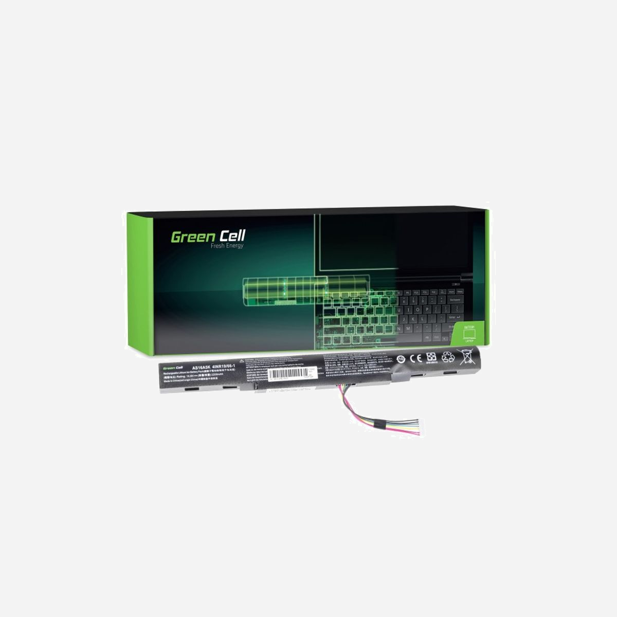 Batterie Green Cell AC51 Li-Ion 14.8V 2200mAh 4 cellules pour Acer Aspire E15 E5-575/G, E17 E5-774/G, composant laptop de remplacement - Green Cell AC51. Type: Batterie, Compatibilité de marque: Acer, Compatibilité: Aspire E 15 E15 E5-575 E5-575G E 17 E17 E5-774 E5-774G