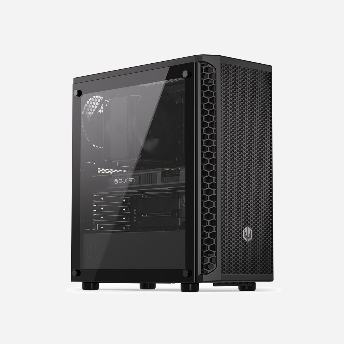ENDORFY Signum 300 Air Tower Noir, boîtier PC ATX/microATX/Mini-ITX, 4 ventilateurs 120mm, radiateurs 360/240/120mm, 2x2.5"/2x3.5", USB 2.0, verre trempé - ENDORFY Signum 300 Air. Format: Tower, Type: PC, Couleur du produit: Noir. Ventilateurs installés avant: 3x 120 mm, Ventilateurs arrières installés: 1x 120 mm, Tailles des radiateurs avant prises en charge: 120,240,360 mm. Tailles de disques durs supportées: 2.5,3.5". Largeur: 413 mm, Profondeur: 216 mm, Hauteur: 447 mm