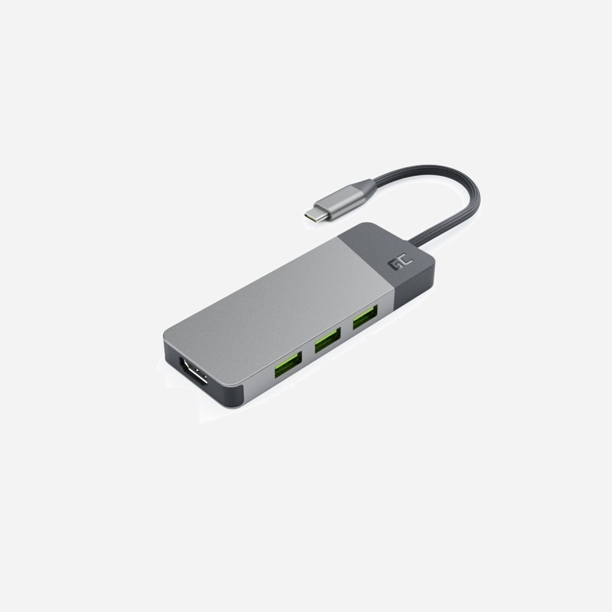 Green Cell HUBGC01 - Hub USB Type-C 5Gbps avec HDMI 4K 60Hz, USB 3.2 Gen 2 Type-A/Type-C, Lecteur de Cartes SD/MicroSD, Power Delivery 85W - Green Cell HUBGC01. Interface de l'hôte: USB Type-C, Interfaces Hub: HDMI, USB 3.2 Gen 2 (3.1 Gen 2) Type-A, USB 3.2 Gen 2 (3.1 Gen 2) Type-C, Cartes mémoire compatibles: MicroSD (TransFlash), SD. Taux de transfert de données: 5000 Mbit/s, Taux de d'actualisation maximal: 60 Hz, Résolutions graphiques prises en charge: 3840 x 2160. Largeur: 106 mm, Profondeur: 39,3 mm, Hauteur: 11,3 mm. Quantité: 1 pièce(s)