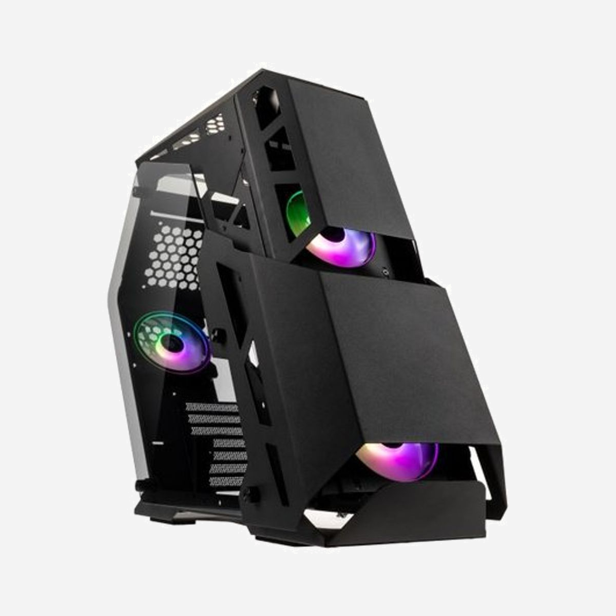 Kolink Big Chungus Shredded - Boîtier PC Midi Tower ATX/micro ATX/Mini-ITX - 1x 3.5", 2x 2.5", 3x 120mm avant, 1x 120mm arrière - Kolink Big Chungus Shredded. Format: Midi Tower, Type: PC, Couleur du produit: Noir. Facteurs de forme d'alimentation pris en charge: ATX. Ventilateurs installés avant: 3x 120 mm, Prise en charge des diamètres des ventilateurs avants: 120 mm, Ventilateurs arrières installés: 1x 120 mm. Tailles de disques durs supportées: 3.5", Facteur de forme SSD: 2.5". Largeur: 230 mm, Profondeur: 550 mm, Hauteur: 525 mm