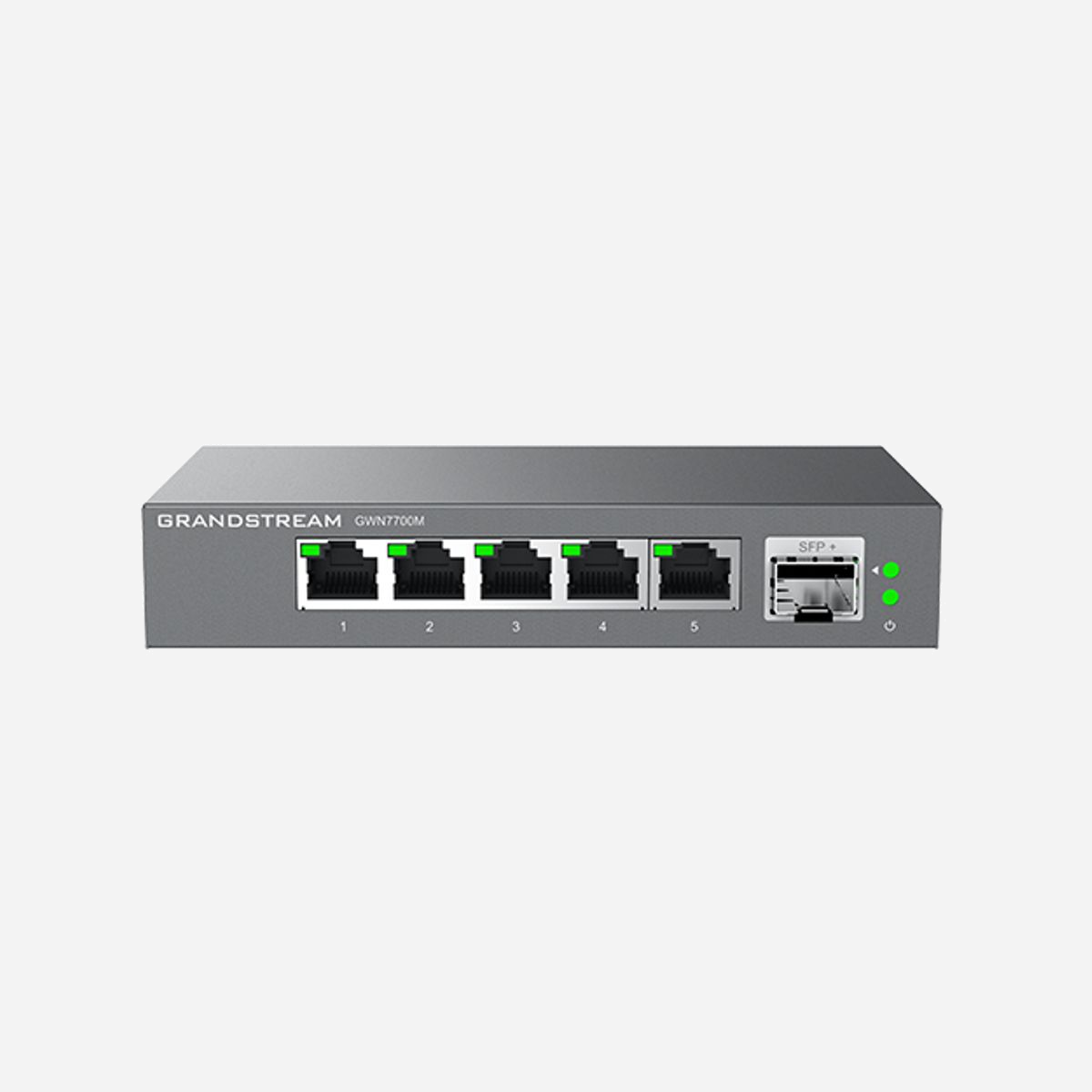 Grandstream GWN7701P: Switch non-géré Gigabit Ethernet 8 ports RJ45 (10/100/1000) + 1 SFP+, PoE 4 ports, QoS, 16 Gbit/s, IEEE 802.3af/at/x - Grandstream Networks GWN7701P. Type de commutateur: Non-géré. Type de port Ethernet RJ-45 de commutation de base: Gigabit Ethernet (10/100/1000), Quantité de ports Ethernet RJ-45 de commutation de base: 8, Nombre de modules SFP+ installés: 1. Capacité de commutation: 16 Gbit/s. Standards réseau: IEEE 802.1p, IEEE 802.3ab, IEEE 802.3af, IEEE 802.3at, IEEE 802.3i, IEEE 802.3u, IEEE 802.3x. Voltage d'entrée DC: 48 - 53.5 V. Connexion Ethernet, supportant l'alimentation via ce port (PoE)