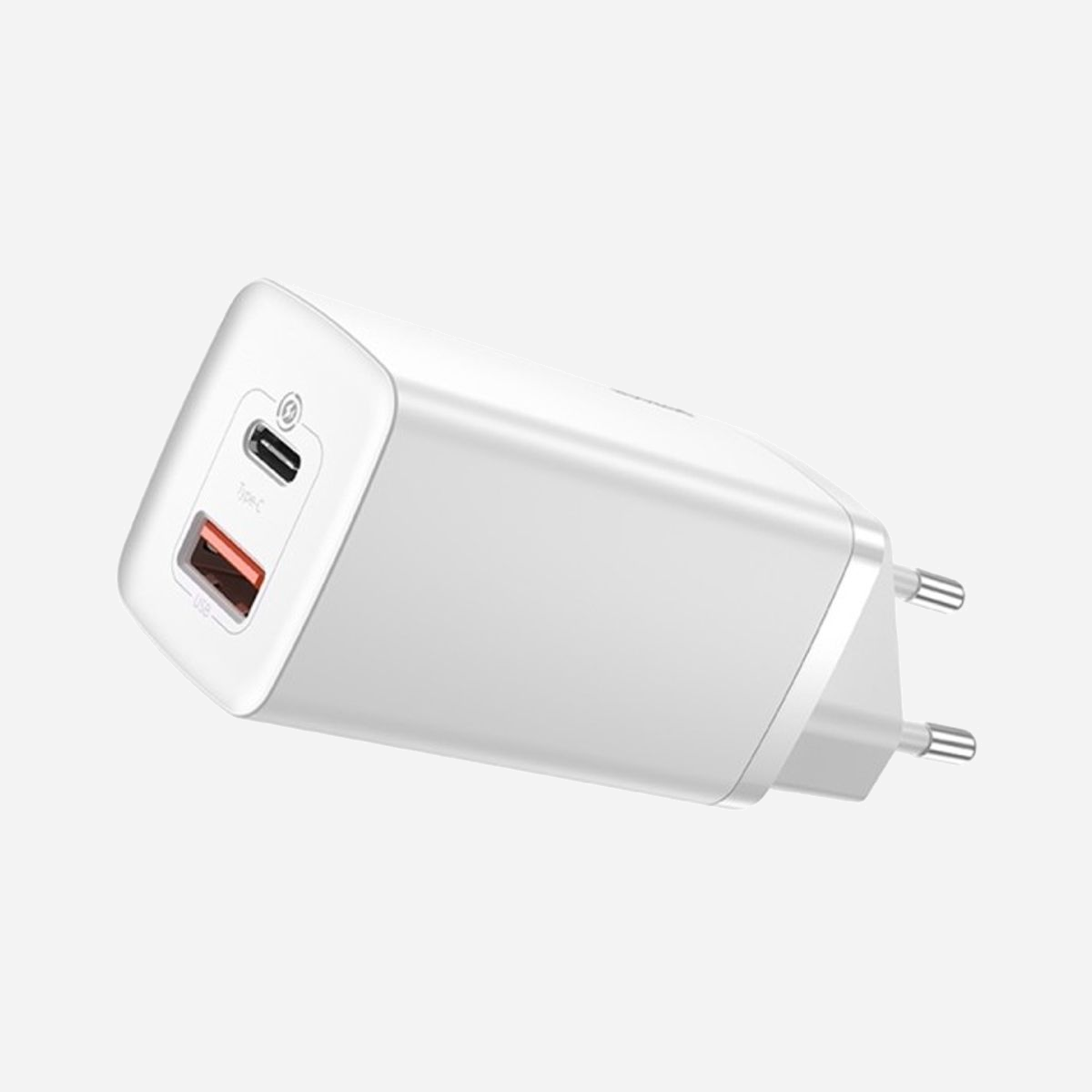 Baseus CCGAN2L-B02 Chargeur Secteur Universel 65W Quick Charge 3.0, USB-A + USB-C, Power Delivery 3.0, 100-240V, Blanc - Baseus CCGAN2L-B02. Type de chargeur: Intérieure, Type de source d'alimentation: Secteur, Compatibilité de chargeur: Universel. Tension d'entrée: 100 - 240 V, Tension de sortie (max): 20 V. Quantité de Ports USB 2.0: 1, Quantité de ports USB de type C: 1, Charge rapide. Couleur du produit: Blanc