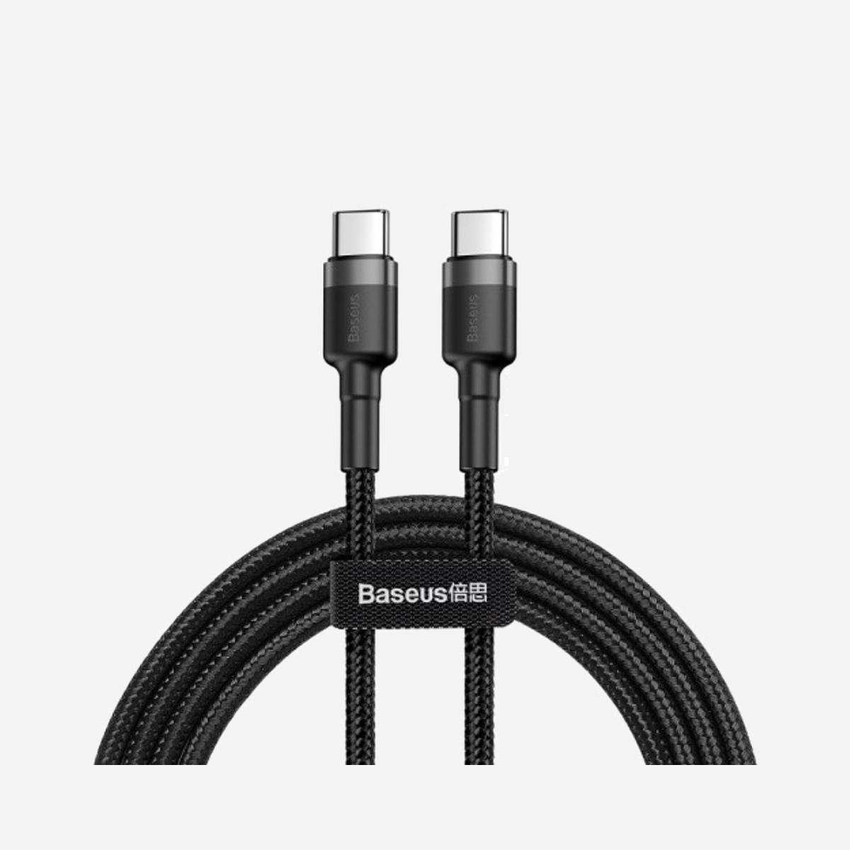 Baseus Cafule Câble USB-C vers USB-C 1m Noir/Gris, 480 Mbit/s, USB Power Delivery 60W (20V/3A), Connecteurs mâles, Gaine Nylon KBCACC601GRBK - Baseus Cafule. Longueur de câble: 1 m. Connecteur 1: USB C, Connecteur 2: USB C, Taux de transfert de données maximal: 0,48 Gbit/s, Couleur du produit: Noir, Gris