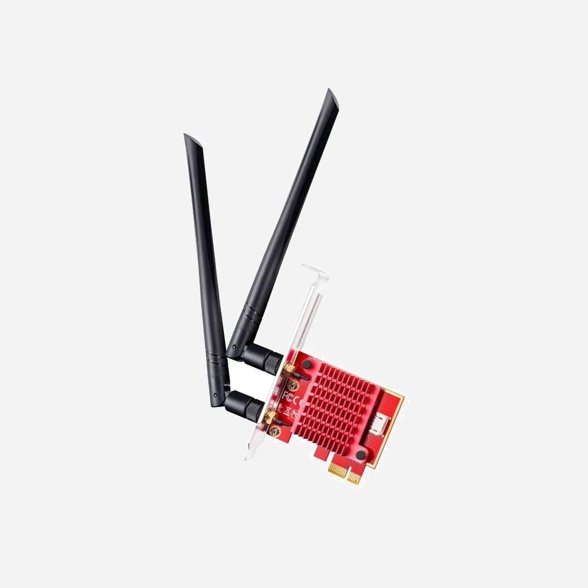 Cudy WE3000S : Carte réseau WLAN/Bluetooth PCIe, 2400Mbps Tri-bande (2.4/5/6 GHz), WiFi 6 AX, Bluetooth 5.2, Antenne Externe 5dBi, Windows 10/11 - Cudy WE3000S. Interne. Technologie de connectivité: Sans fil, Interface de l'hôte: PCI Express, Interface: WLAN / Bluetooth. Débit de transfert des données maximum: 2400 Mbit/s, Bande Wi-Fi: Tri-bande (2,4 GHz / 5 GHz / 6 GHz)