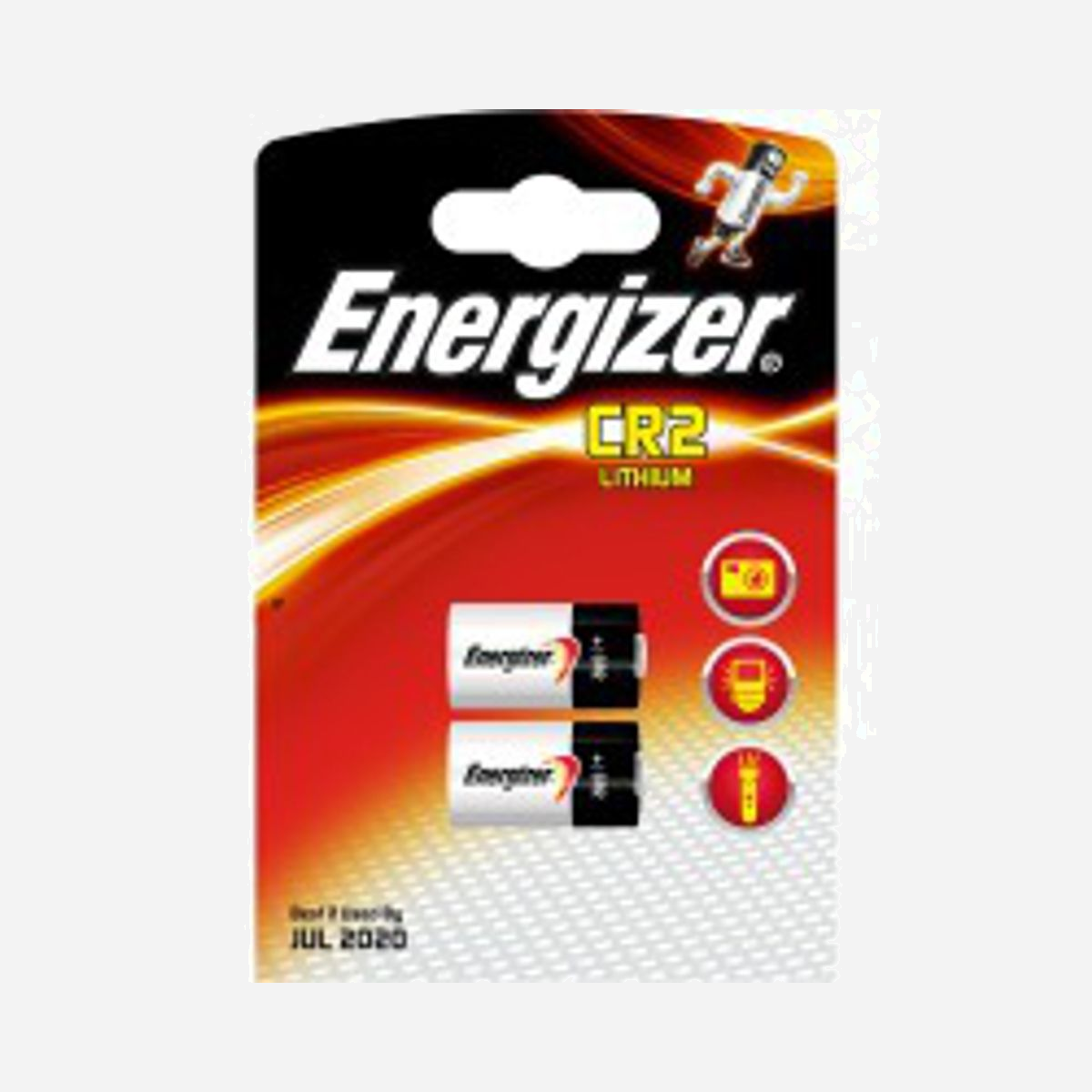 Energizer CR2 Batterie Lithium 3.0V 800mAh - Pack de 2, Dimensions 15.6x15.6x27mm, Format Cylindrique - Energizer CR2 3.0V. Type de batterie: Batterie à usage unique, Technologie batterie: Lithium, Tension des piles: 3 V. Largeur: 15,6 mm, Profondeur: 15,6 mm, Hauteur: 27 mm. Poids du paquet: 28 g. Facteur de forme de la batterie: Cylindrique