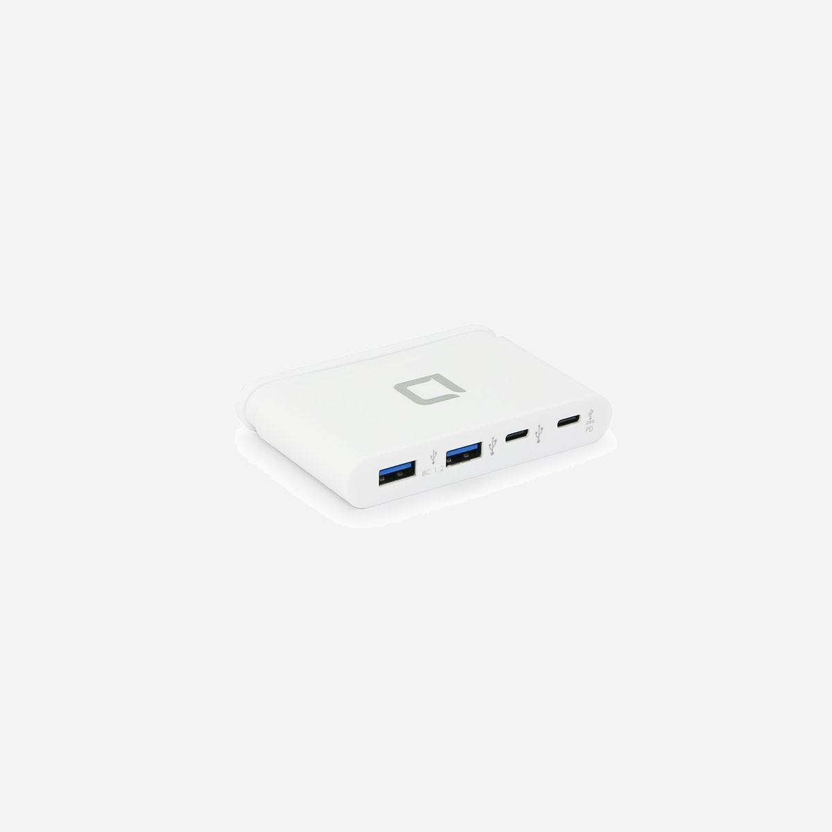 DICOTA D31731 Hub USB-C 4-en-1 Blanc : 2x USB-A 3.2 Gen 1, 2x USB-C 3.2 Gen 1, USB Power Delivery 3.0 jusqu'à 100W, Plug & Play, 90x60x15.7mm - Au fil des années, le design des ordinateurs portables n'a cessé d'évoluer. Toujours plus légers, plus fins et plus maniables. Confortables à transporter, confortables à utiliser. En revanche, la plupart des fabricants n'offrent plus assez de ports USB pour brancher tous les appareils périphériques. Le nouveau hub portable USB-C 4-en-1 est la solution. Profitez d'une productivité maximale partout où vous allez. <br><br>Étendez la connexion USB de votre ordinateur grâce au connecteur USB-C intégré. Le hub DICOTA est compatible avec Mac, Windows et d'autres périphériques pris en charge par USB-C. Grâce à la spécification plug and play, il n'y a pas besoin d'une configuration supplémentaire du dispositif. Le premier port USB-A - gauche à droite - prend en charge le chargement de la batterie (BC1.2) avec une puissance pouvant atteindre 7,5 W ainsi que la transmission de données. Le second USB-A prend en charge la transmission de données jusqu'à 5 Gbps et charge le périphérique USB connecté. Le premier USB-C prend en charge la transmission de données jusqu'à 5 Gbps et charge le périphérique USB connecté, et l'USB-C PD3.0 - celui du côté droit -, prend en charge jusqu'à 5 Gbps en tant que port de données en aval ou jusqu'à 100 W chargement en tant que port de chargement en amont. Sa taille compacte en fait l'accessoire idéal pour le bureau à domicile ou les environnements où un bureau propre et productif est nécessaire.<br>