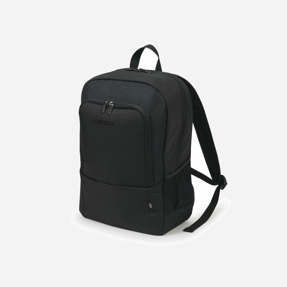 DICOTA Eco Backpack BASE D30914-RPET : Sac à dos 14.1" Polyester Noir 20L, Compartiment HDF, Dimensions 320x140x420mm, 750g, Fabriqué à partir de PET recyclé - Nos actions d'aujourd'hui influencent le monde de demain. C'est la raison pour laquelle DICOTA se concentre sur des solutions écologiques raisonnables et produit toutes les collections ECO à partir de PET recyclé durable. Jusqu'à 36 bouteilles en PET sont utilisées pour un second usage. Vous obtenez ainsi un produit respectueux de l'environnement, avec une garantie à vie. Avec les produits de rPET, vous ne devez pas renoncer à la qualité, au toucher et à l'aspect bien connus. <br><br>Le sac à dos pratique protège votre ordinateur portable de taille 13-14.1", de manière optimale, grâce au compartiment pour ordinateur portable rembourré avec de la mousse haute densité (HDF, High-Density Foam). Avec sa légèreté parmi les sacs à dos pour ordinateur portable il garantit une mobilité flexible. Le spacieux compartiment principal est divisé en plusieurs parties afin que les documents et les accessoires puissent être rangés séparément. La poche avant avec des compartiments pratiques permet de ranger vos accessoires mobiles tels que le smartphone, les stylos ou les chargeurs. Les poches en filet latérales, facilement accessibles, offrent de la place pour un parapluie et une bouteille d'eau. Toutes les choses importantes sont à portée de main à tout moment. Le sac à dos est confortable sur le dos grâce au rembourrage ergonomique. Pour optimiser encore le confort, les bretelles peuvent également être ajustées à volonté. Cela fait de l'Eco Backpack BASE le sac à dos parfait pour tous ceux qui se déplacent souvent et qui souhaitent soutenir la réutilisation raisonnable des bouteilles en PET grâce à une solution de transport écologique.<br>