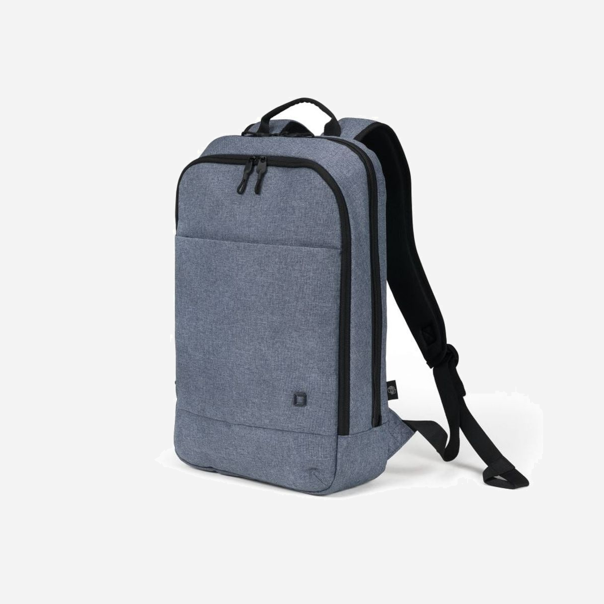 DICOTA Slim Eco MOTION Sac à dos 14.1" Bleu Denim Polyester Recyclé (RPET) 270x100x410mm Compartiment HDF Sangle Chariot Référence D32016-RPET - Nos actions d'aujourd'hui influencent le monde de demain. C'est la raison pour laquelle DICOTA se concentre sur des solutions écologiques raisonnables et produit toutes les collections ECO à partir de PET recyclé durable. Jusqu'à 36 bouteilles en PET sont utilisées pour un second usage. Vous obtenez ainsi un produit respectueux de l'environnement, avec une garantie à vie. Avec les produits de rPET, vous ne devez pas renoncer à la qualité, au toucher et à l'aspect bien connus. <br><br>Le sac à dos Slim Eco MOTION pratique protège votre ordinateur portable de taille 13-14.1", de manière optimale, grâce au compartiment pour ordinateur portable rembourré avec de la mousse haute densité (HDF, High-Density Foam). Compartiment supplémentaire zippé pour les documents et les carnets de notes. La poche avant avec des compartiments pratiques permet de ranger vos accessoires mobiles tels que le smartphone, les stylos ou les chargeurs. Le sac à dos est confortable sur le dos grâce au rembourrage ergonomique. Pour optimiser encore le confort, les bretelles peuvent également être ajustées à volonté. Le sac est fabriqué dans un matériau hydrofuge pour protéger son contenu même les jours de pluie. Cela fait de l'Eco Backpack Slim MOTION le sac à dos parfait pour tous ceux qui se déplacent souvent et qui souhaitent soutenir la réutilisation raisonnable des bouteilles en PET grâce à une solution de transport écologique.<br>