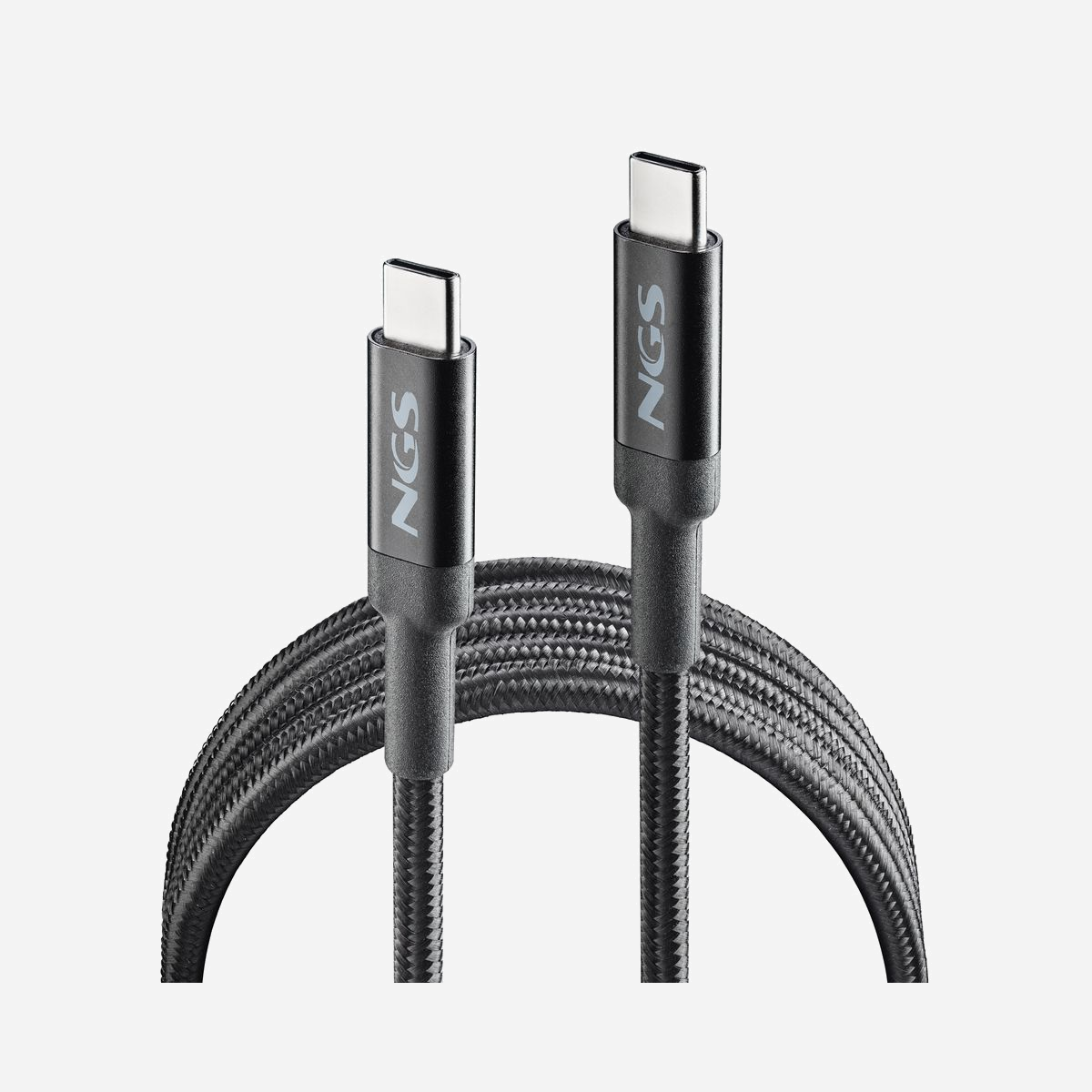 NGS KNOT Câble USB-C vers USB-C 3m Noir - USB 2.0, Power Delivery 65W (3A/21V), Transfert 0.48 Gbit/s, CE/RoHS - Câble de charge rapide USB C vers USB C, longueur 3 m