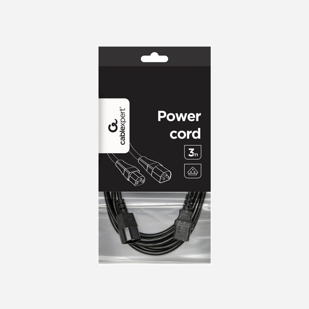 Gembird PC-189-VDE-3M : Câble d'alimentation 3m Noir - Connecteur C14 (Mâle) vers Connecteur C14 (Mâle) - Dimensions 120x240x30mm - Poids 283g - Gembird PC-189-VDE-3M. Longueur de câble: 3 m, Connecteur 1: Coupleur C14, Connecteur 2: Coupleur C14