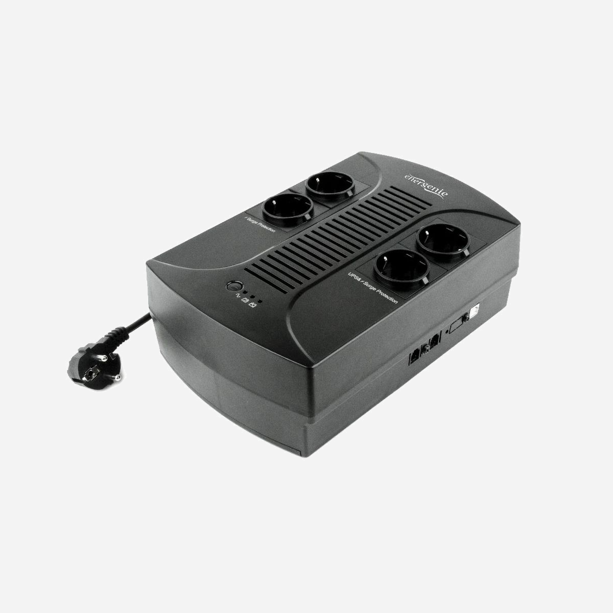 EnerGenie EG-UPS-001 Onduleur Line Interactive 0.65 kVA / 390W, 4 Prises Type F, Batterie 12V 7Ah, AVR, Niveau sonore 45dB, RoHS - EnerGenie EG-UPS-001. Topologie UPS: Interactivité de ligne, capacité de la puissance de sortie: 0,65 kVA, Puissance de sortie: 390 W. Prise mâle: Coupleur C13, Nombre de prises en sortie: 4 sortie(s) CA. Technologie batterie: Sealed Lead Acid (VRLA), Capacité de la batterie: 7 Ah, Tension des piles: 12 V. Couleur du produit: Noir. Certificats de conformité: RoHS