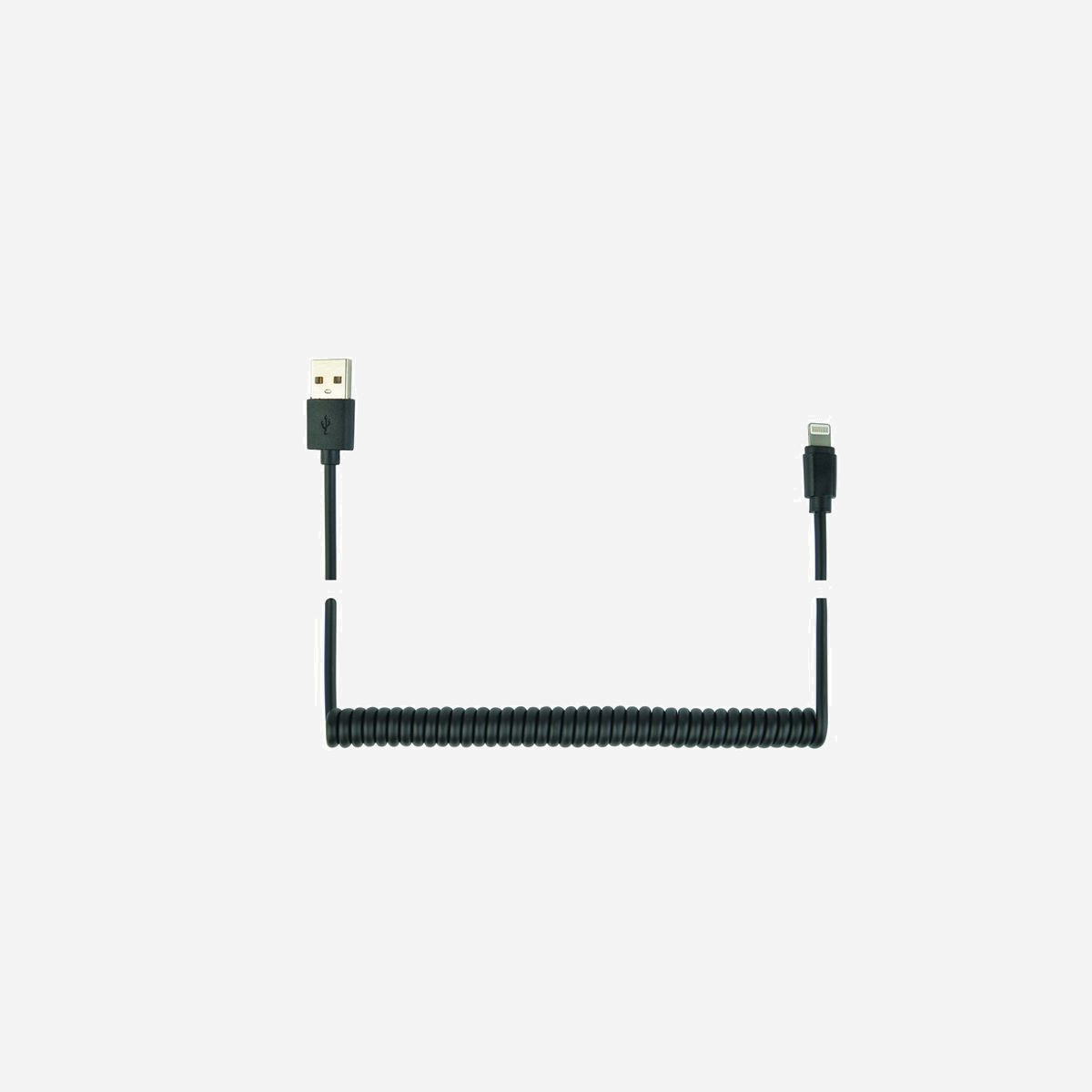 Gembird CC-LMAM-1.5M : Câble 1.5m USB-A vers Lightning Noir, spiralé, connecteurs droits moulés, poids 40g, Packaging 135x175x60mm - Câble Micro-USB 2.0 (Male A > Male Lightning)<br> Compact type spiral<br> Connecteurs moulés