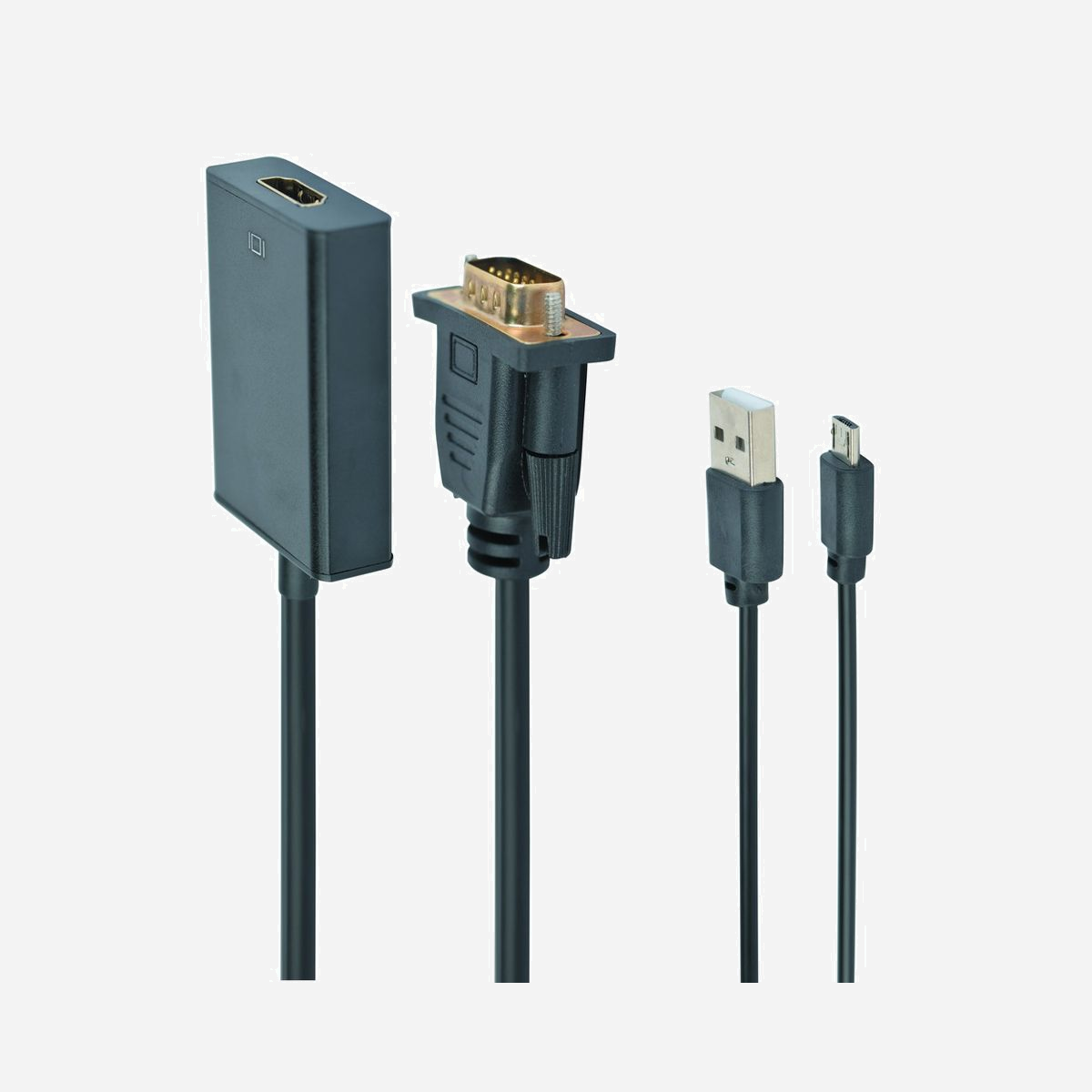 Gembird Adaptateur VGA vers HDMI - 0.15m - 1920x1080 60Hz - Connecteurs Mâle/Femelle - Chipset Intégré - Audio 3.5mm - Noir - Adaptateur compact port VGA vers HDMI<br>Conversion signaux VGA analogique vers HDMI numerique + 3.5 mm audio<br>Résolution max. 1920x1080@60Hz., HDMI v.1.4 compatible<br>La résolution de vidéo reste le même (VGA > HDMI)<br>